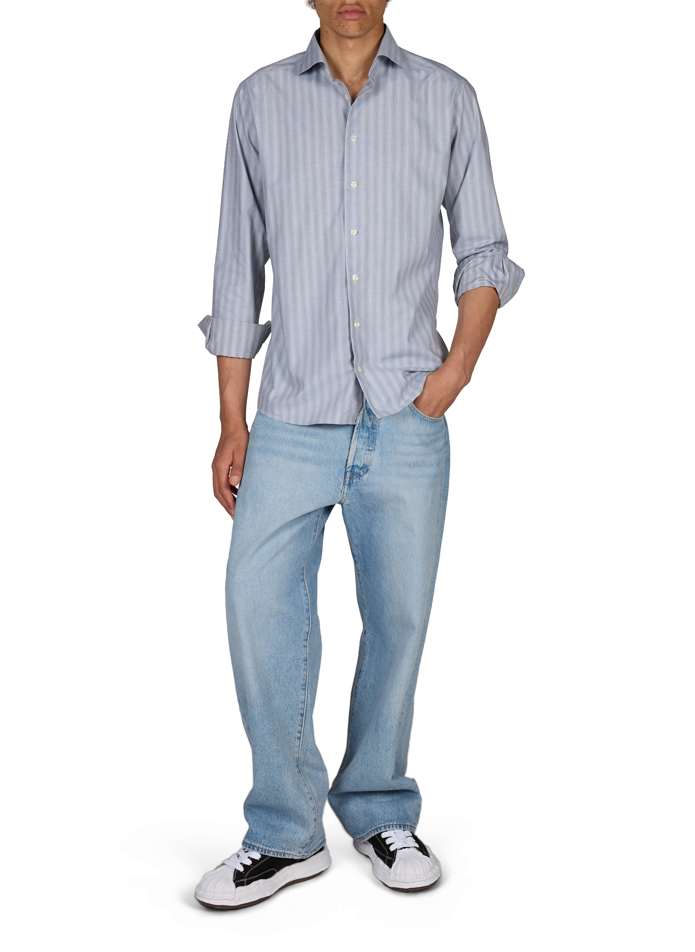Long-sleeved cotton checkered shirt ETON Grey