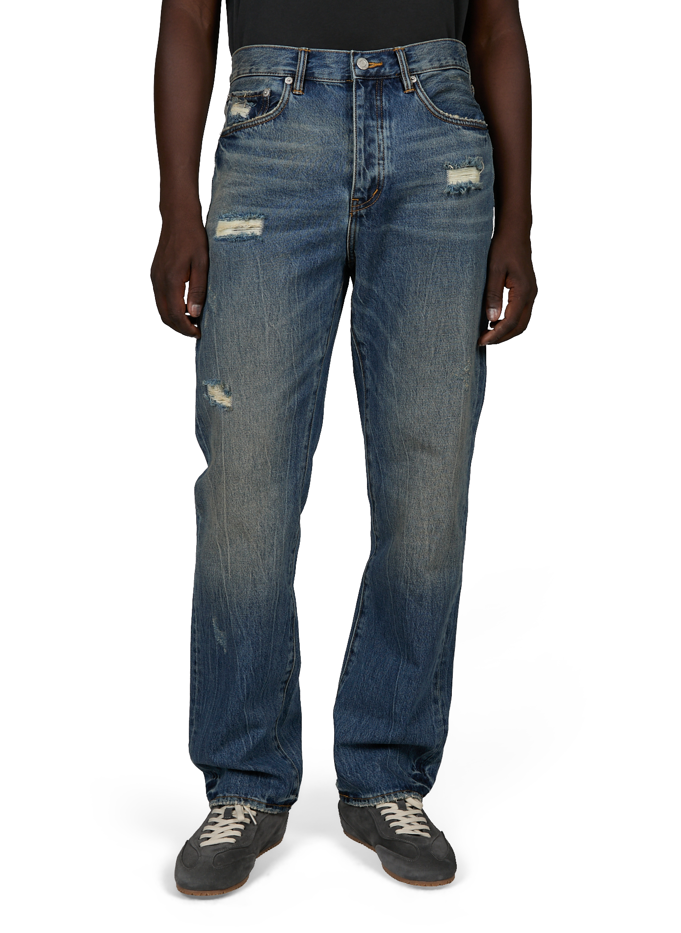 Jean ample délavé et déchiré en coton PURPLE BRAND Bleu