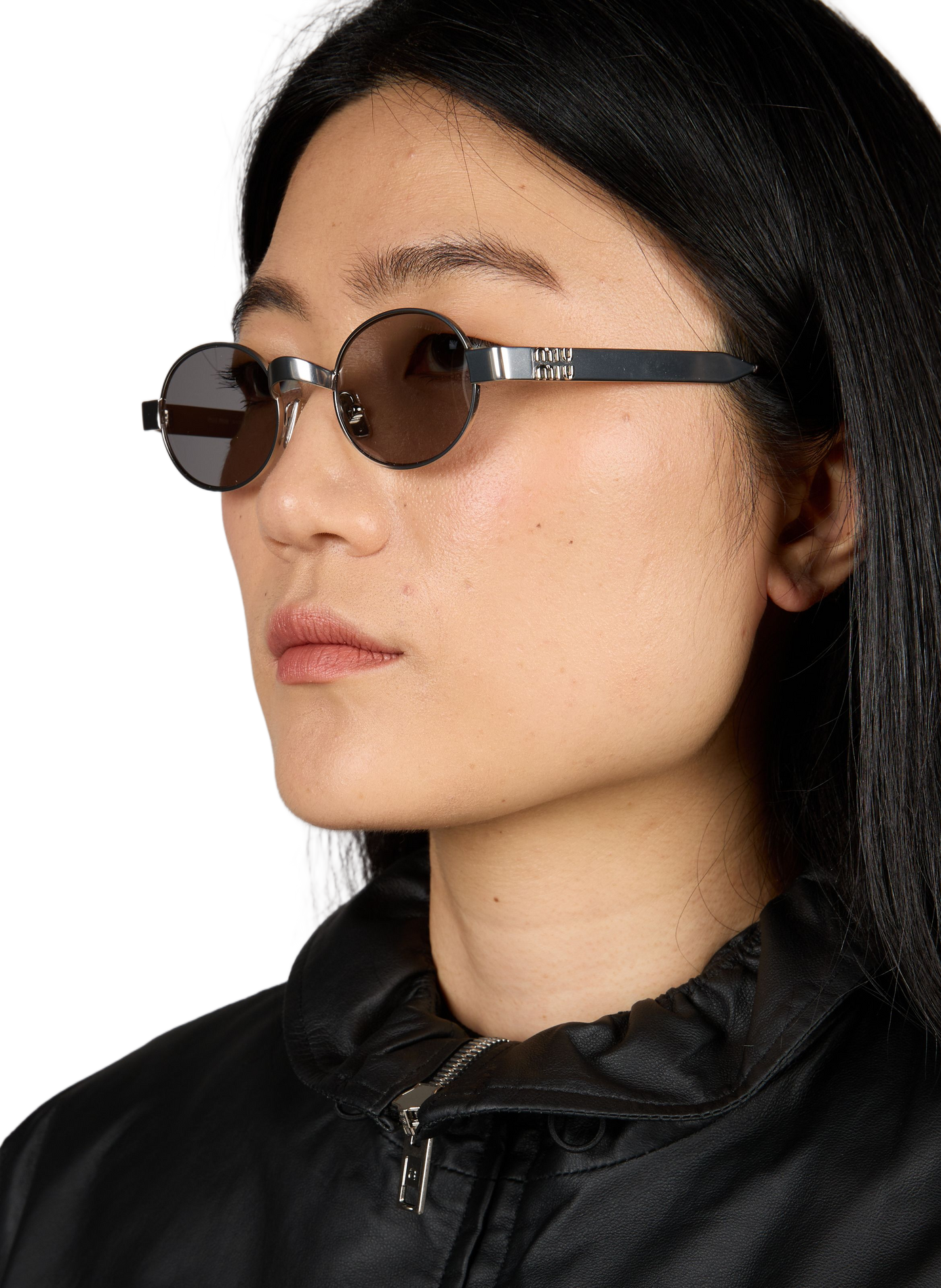 Oval Metal Sunglasses MIU MIU Silver