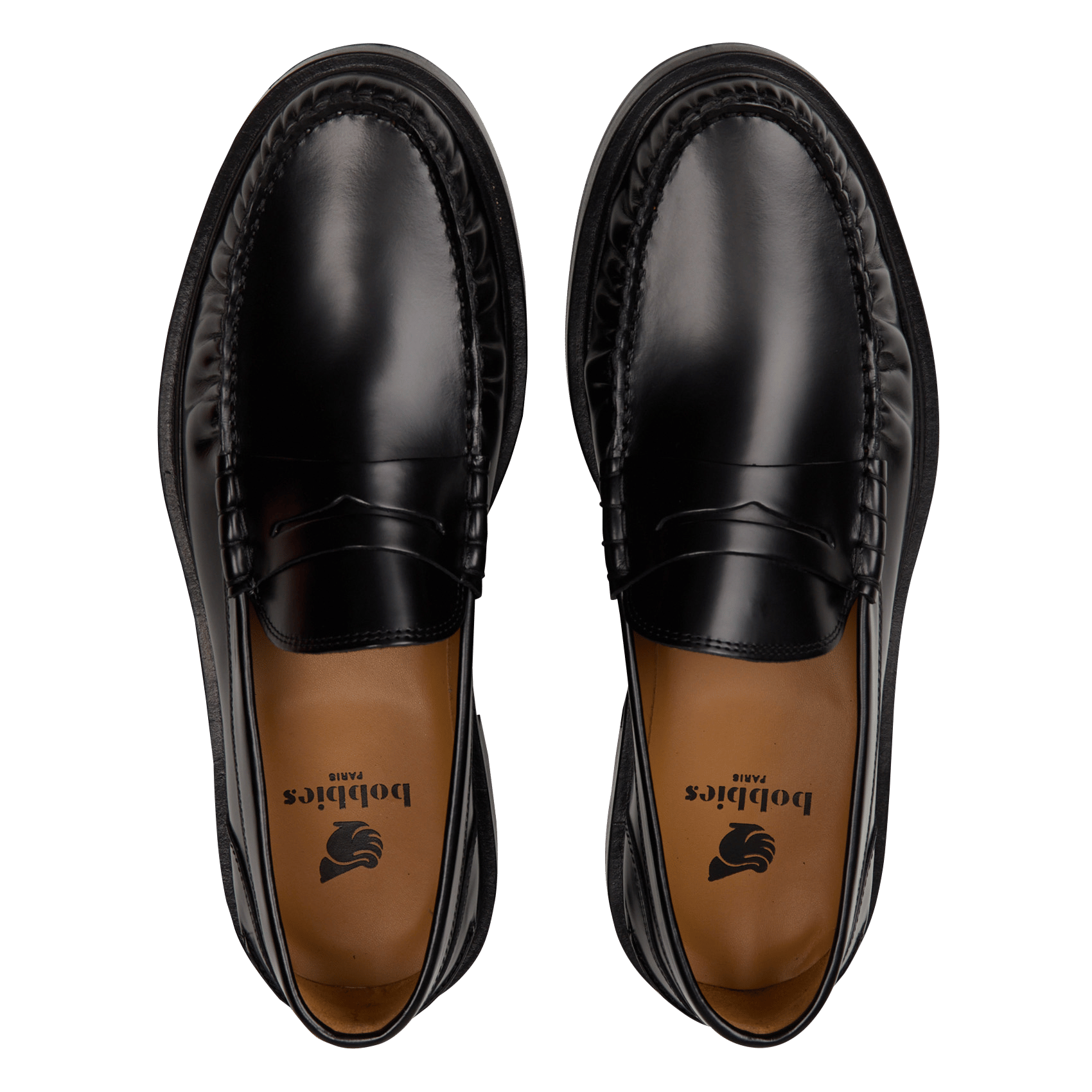 Geplooide leren mocassins van Allen. BOBBIES Zwart
