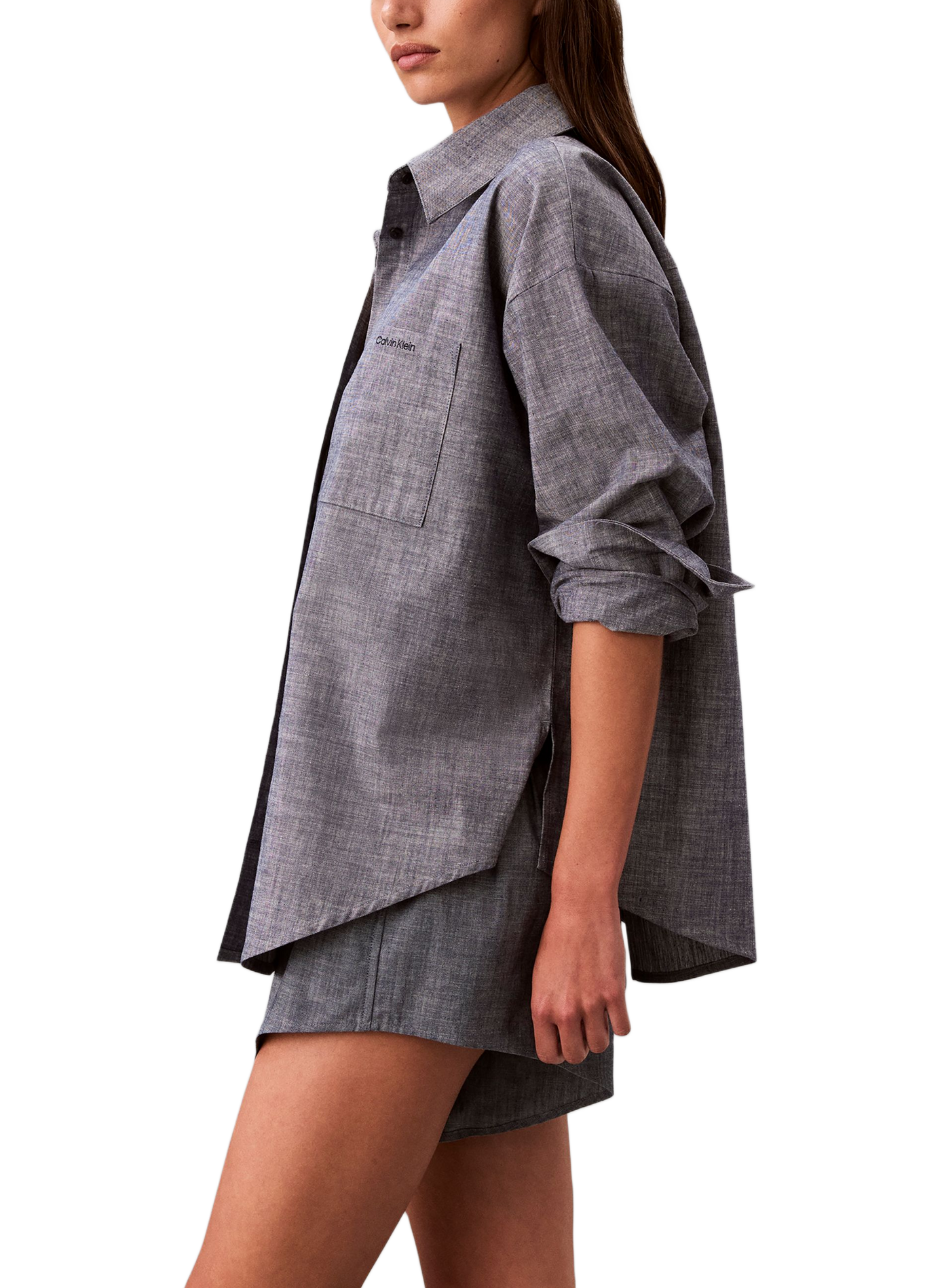 Chemise ample col classique en coton CALVIN KLEIN Bleu