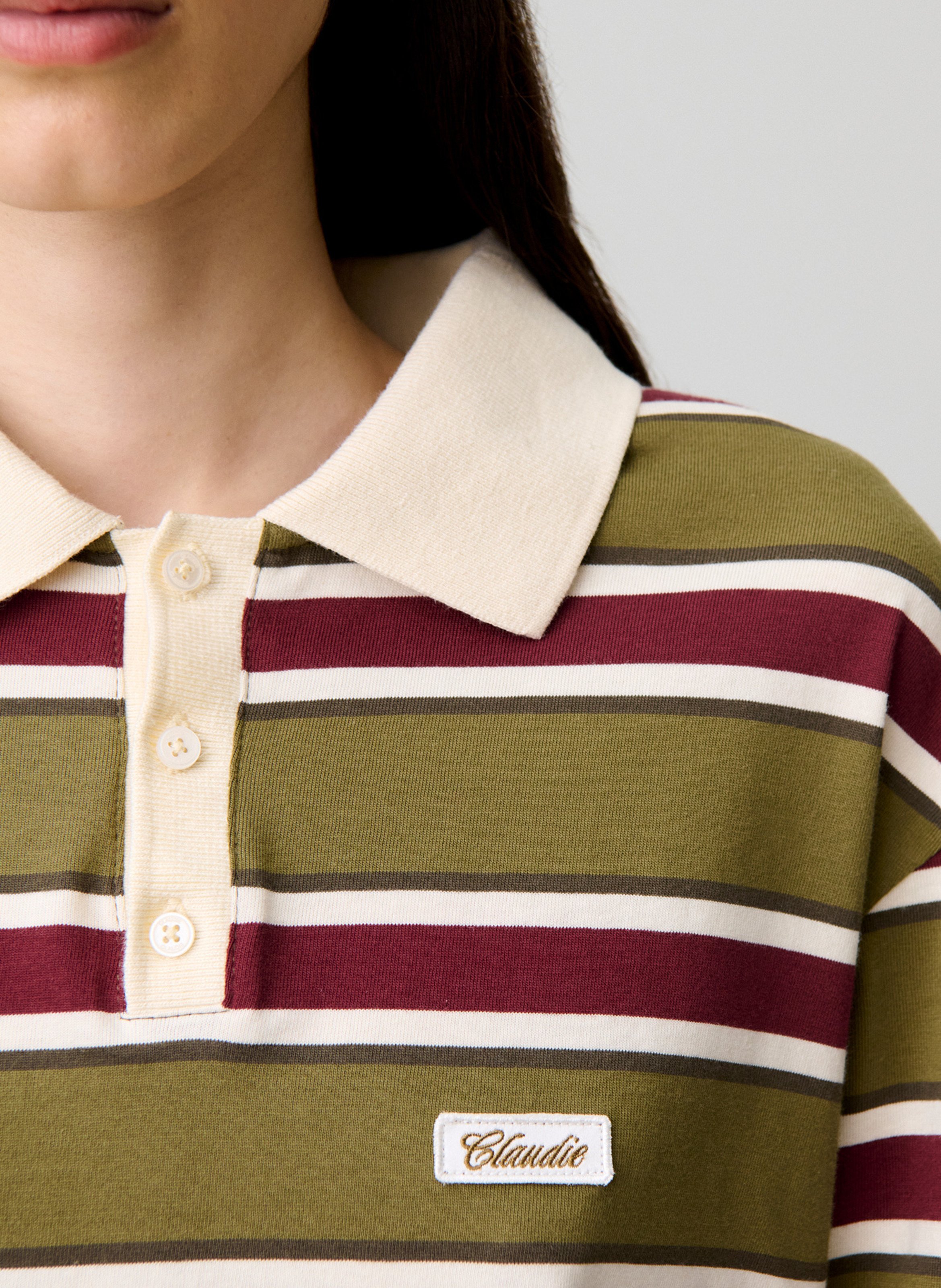 Polo droit manches longues rayé CLAUDIE PIERLOT Multicolore