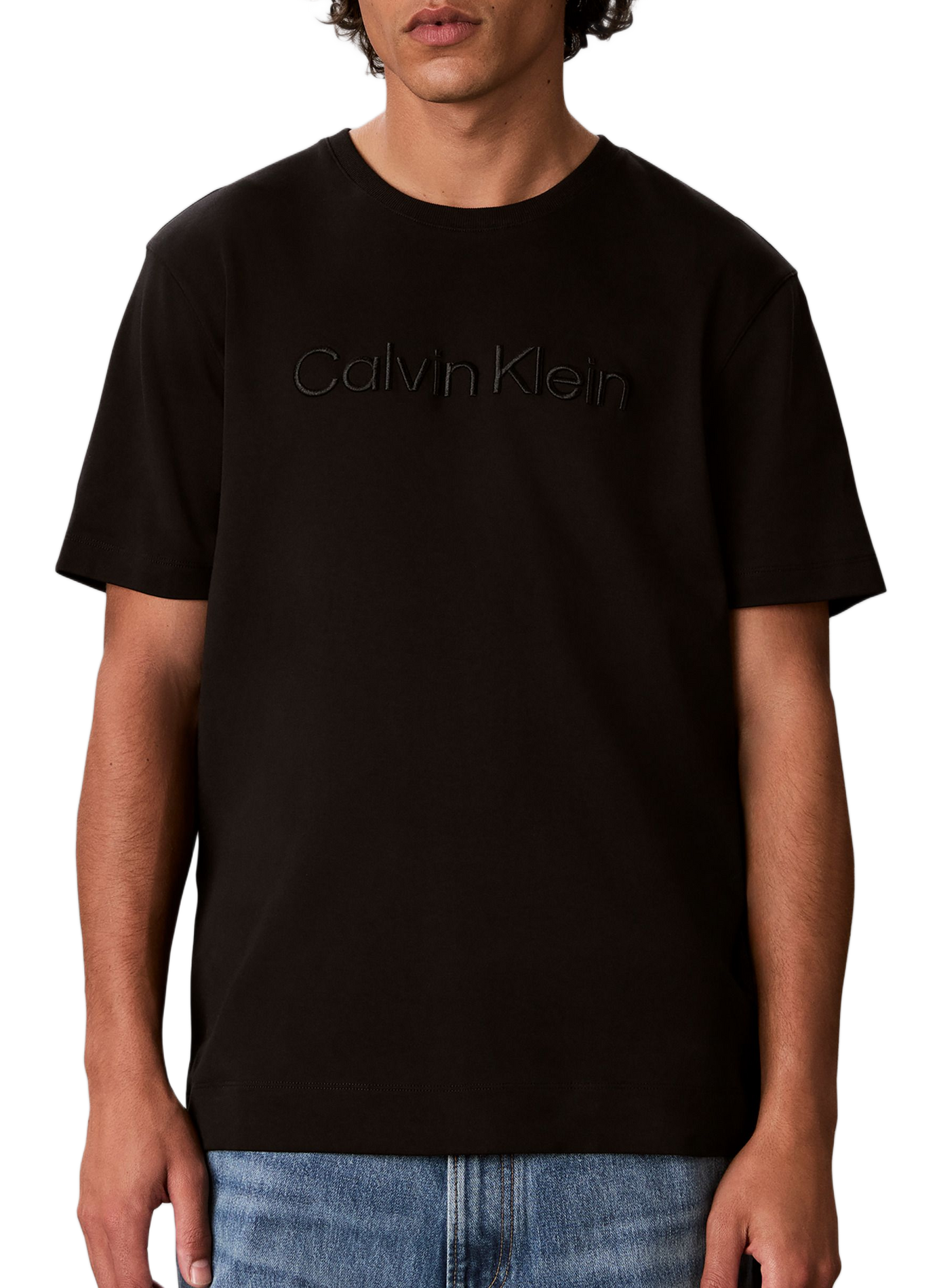 T-shirt droit en coton CALVIN KLEIN Noir