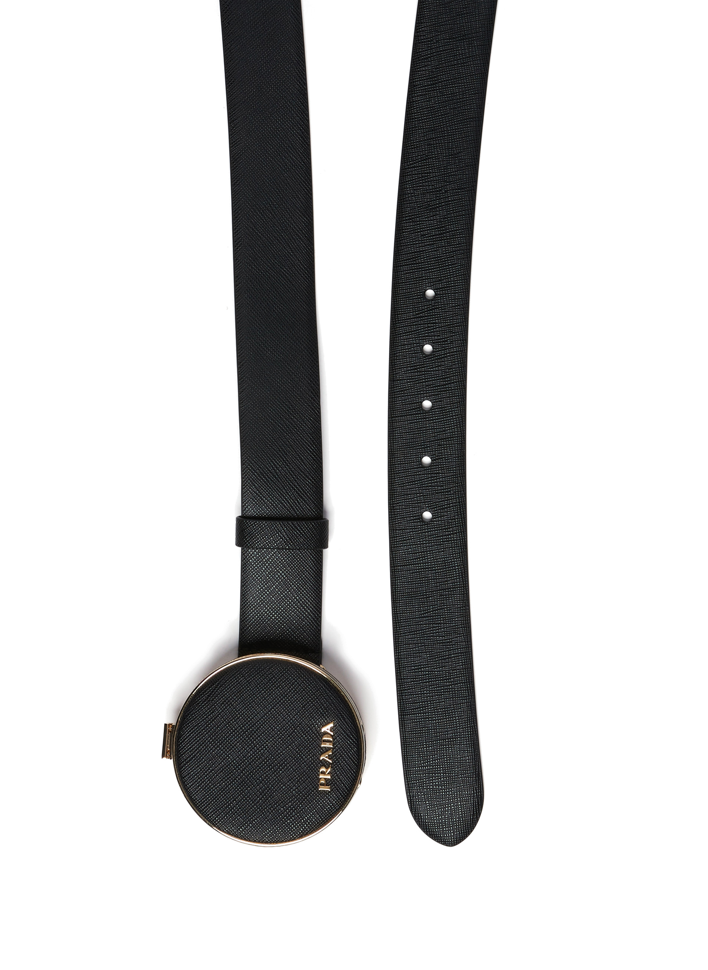 Ceinture en cuir saffiano avec étui PRADA Noir