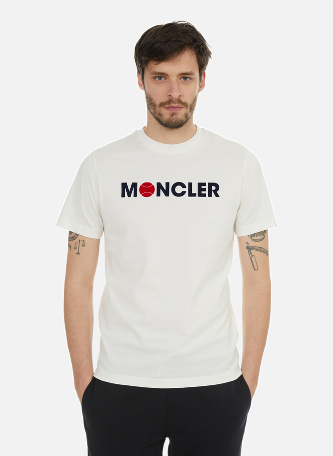 T-Shirt mit MONCLER -Logo in Samtoptik