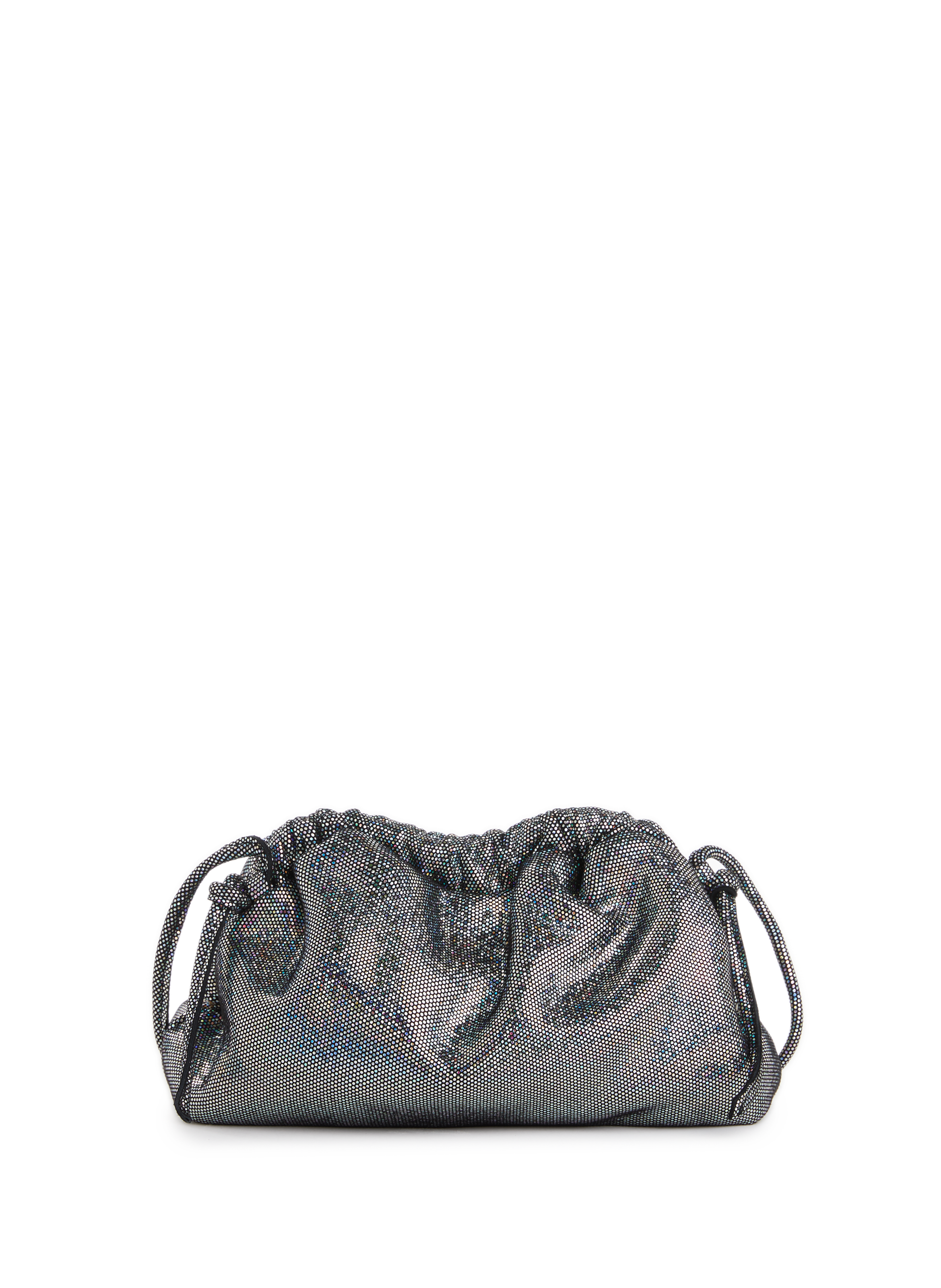 MANSUR GAVRIEL Mini Cloud Clut glitter leather handbag Silver