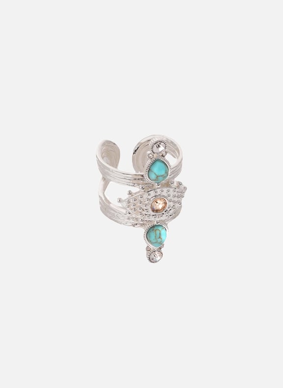 Bague double anneau avec cabochon central taor Argent by HIPANEMA HIPANEMA Bague double anneau avec cabochon central taor Argent