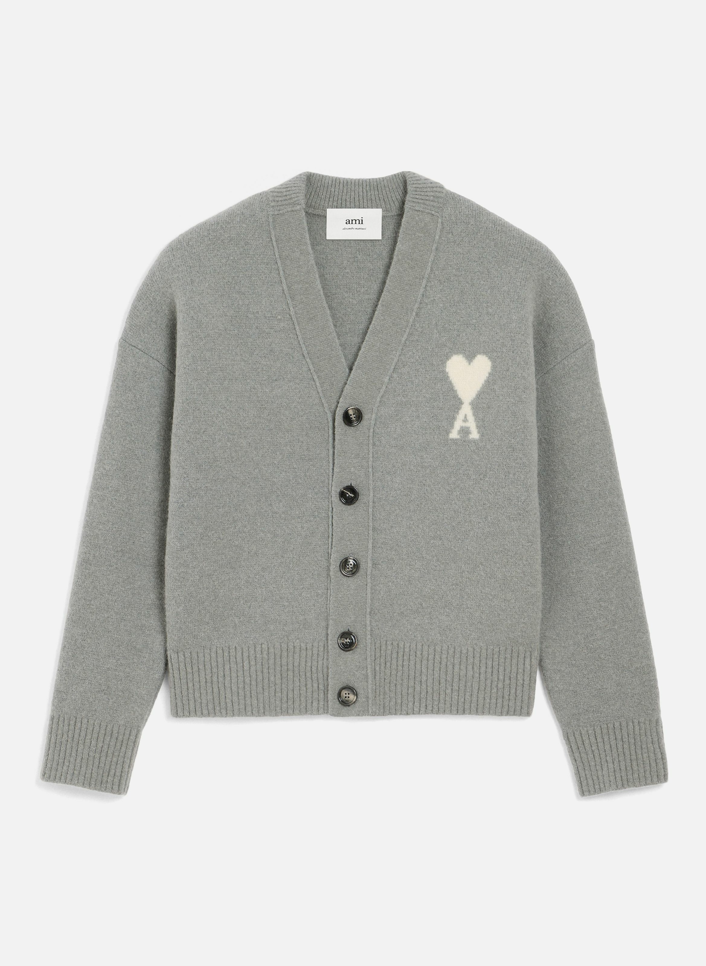 Cardigan ami de coeur en alpaga unisexe AMI PARIS Gris