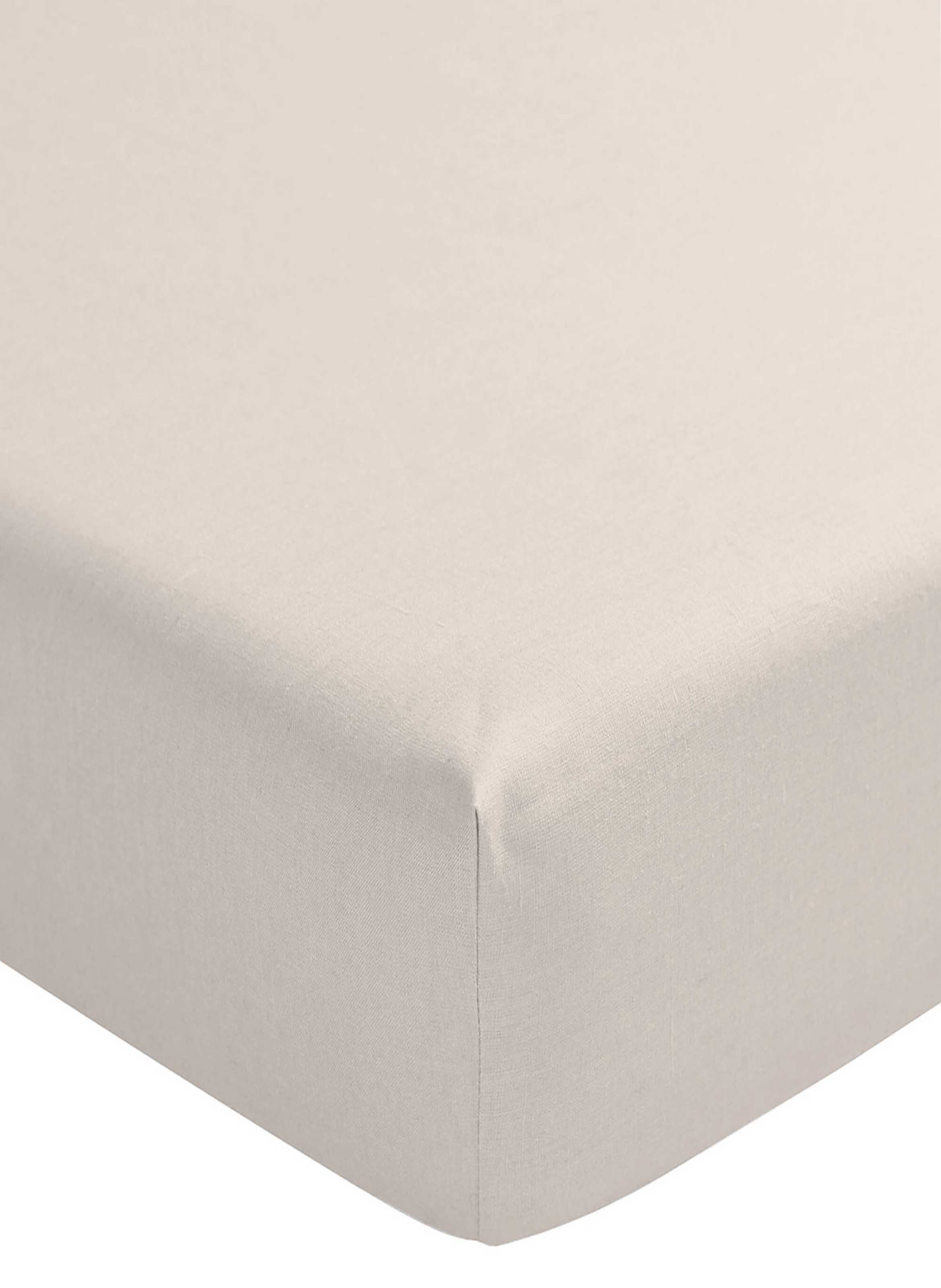 Drap housse uni en lin lavé, nouvelle vague ALEXANDRE TURPAULT Beige