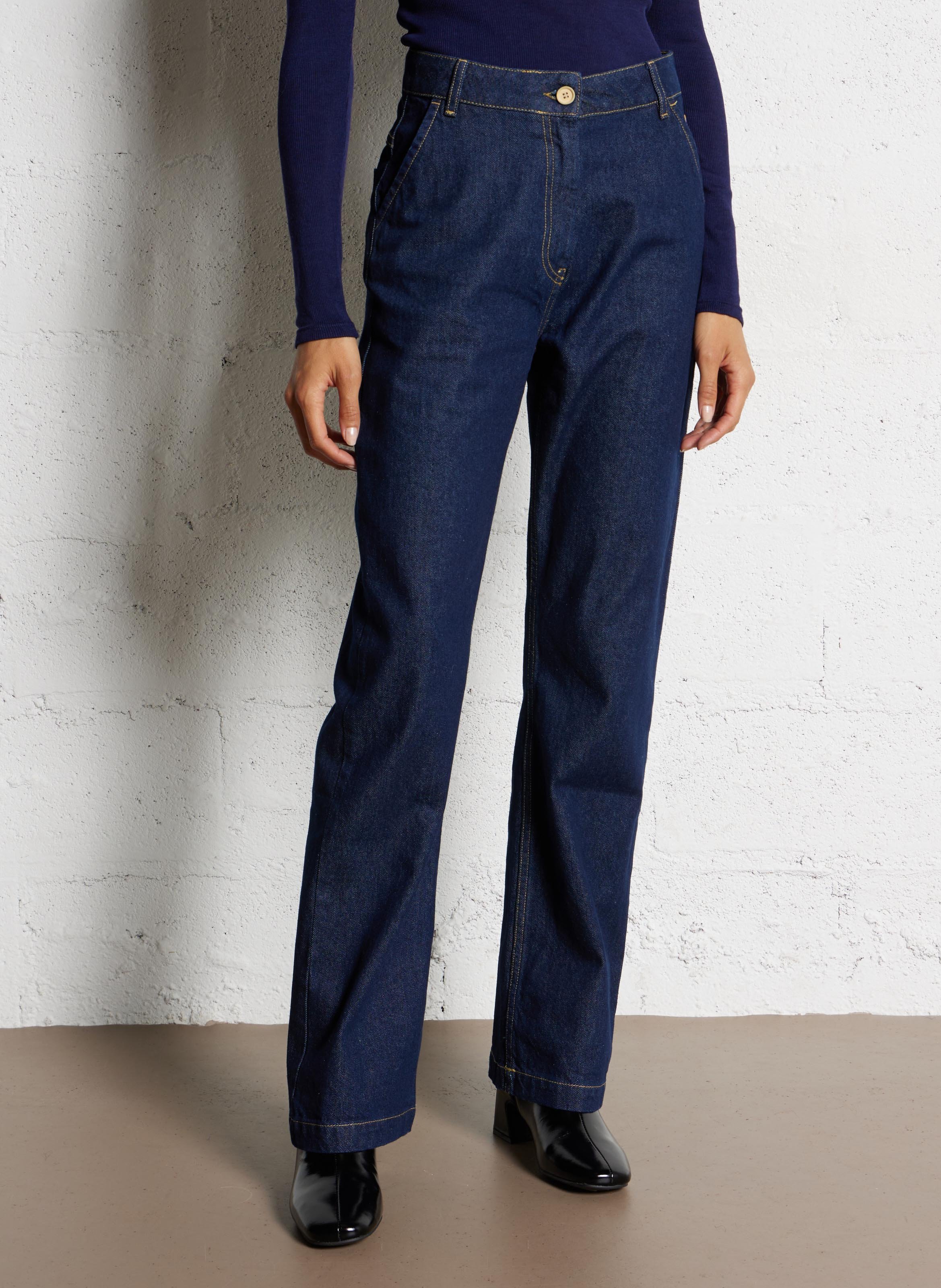 Jean évasé taille haute en coton heritage ARMOR-LUX Bleu