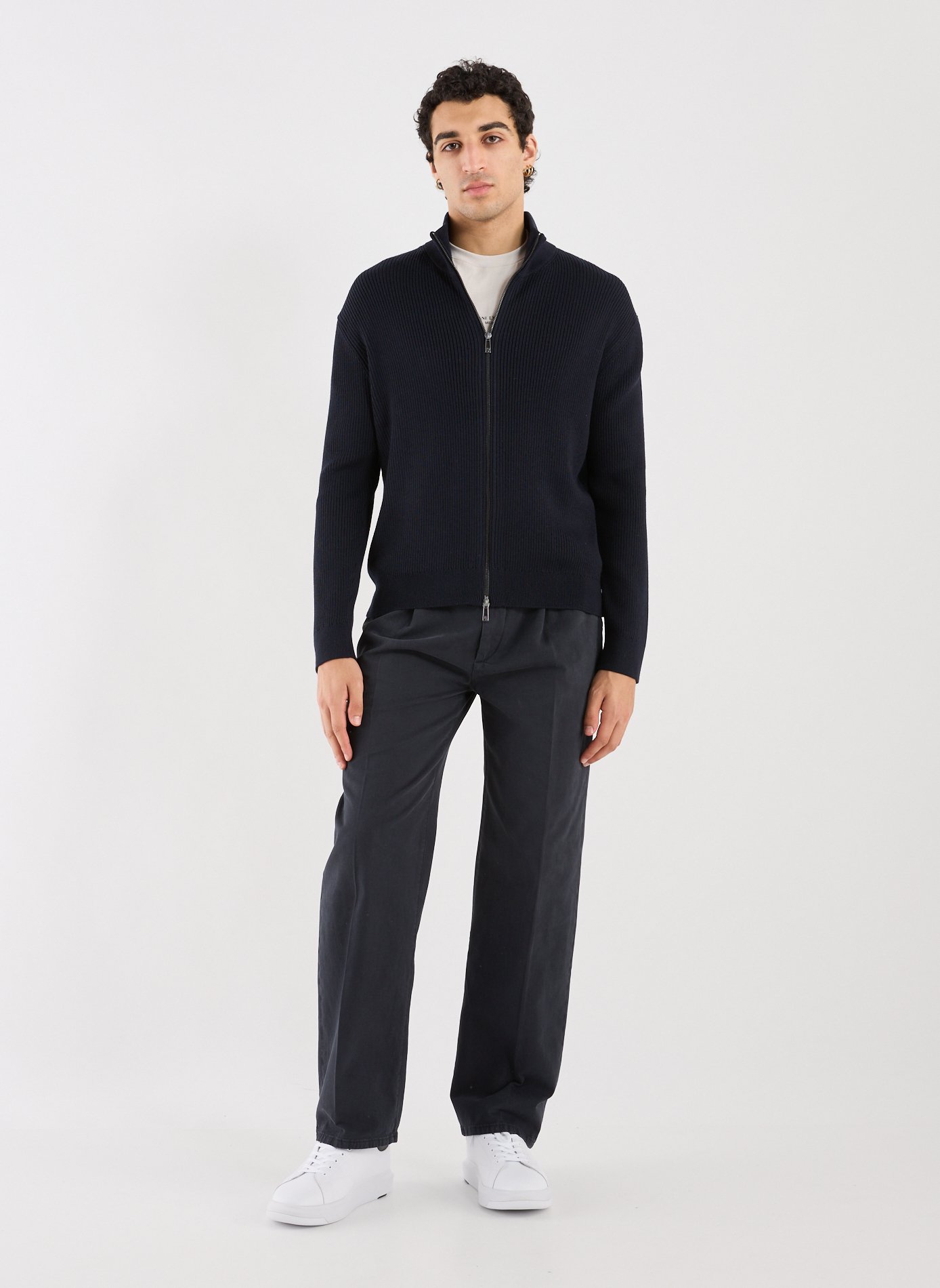 Ribbed wool and cotton blend vest ARMANI EXCHANGE Blue