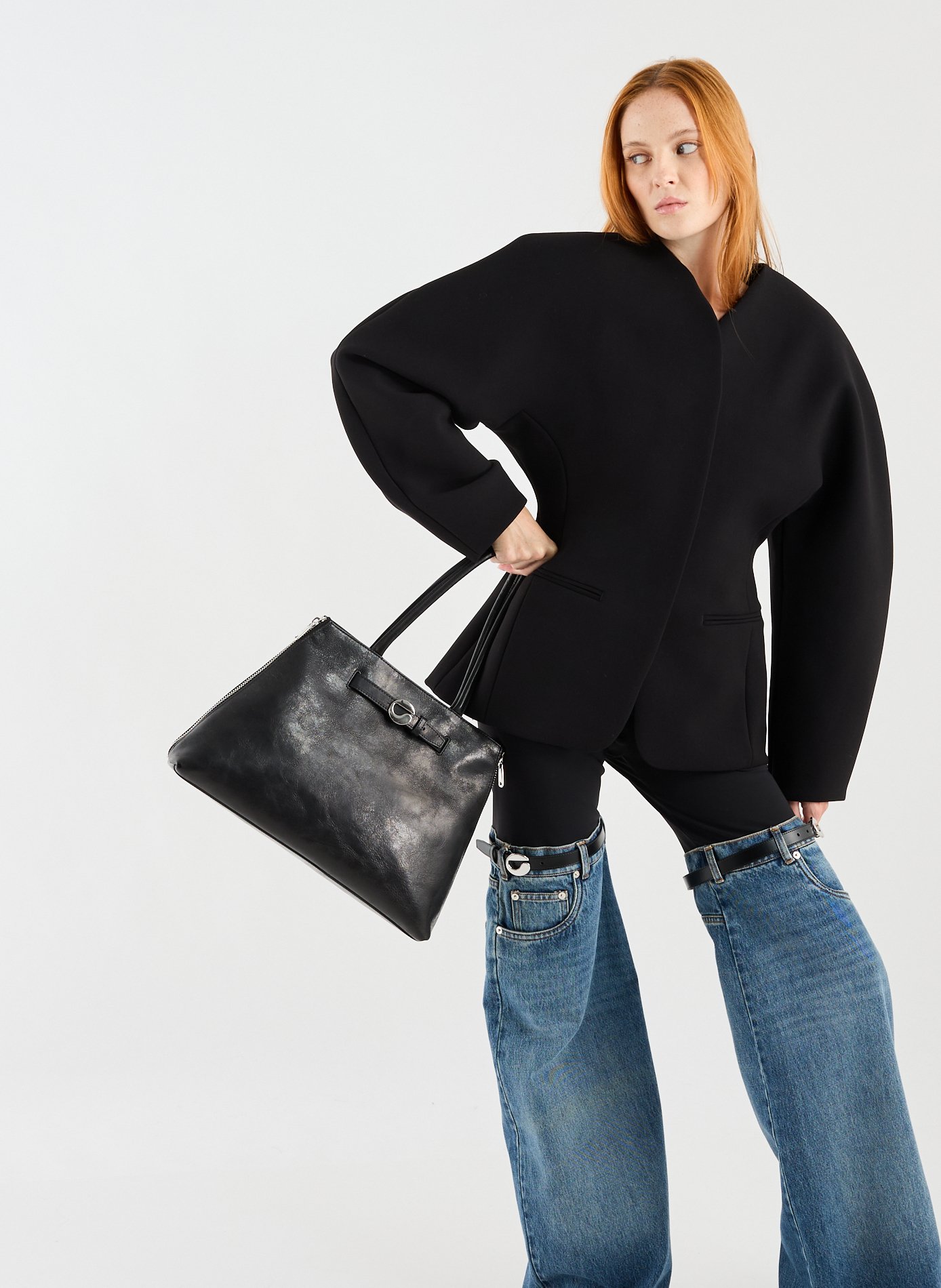 Leather baguette bag COPERNI Black