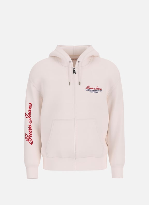 Sweat zippé à capuche en coton Blanc by GUESS GUESS Sweat zippé à capuche en coton Blanc