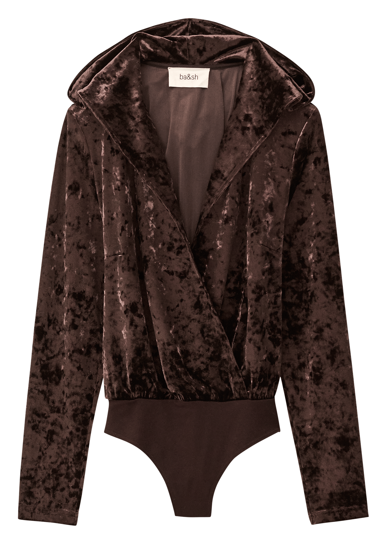 Body à capuche en velours imprimé laia BA&SH Noir