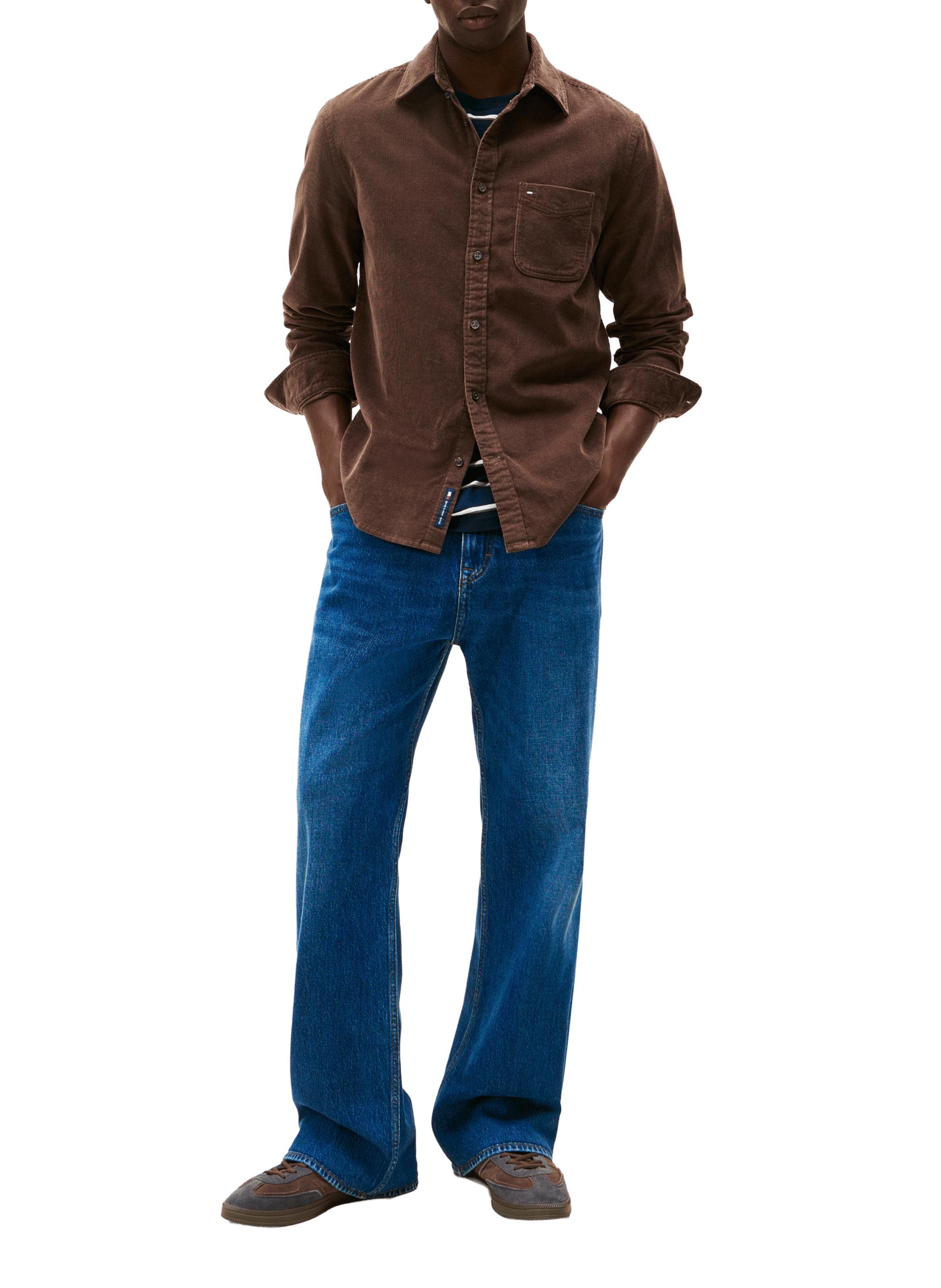 Long-sleeved velvet shirt TOMMY HILFIGER Brown