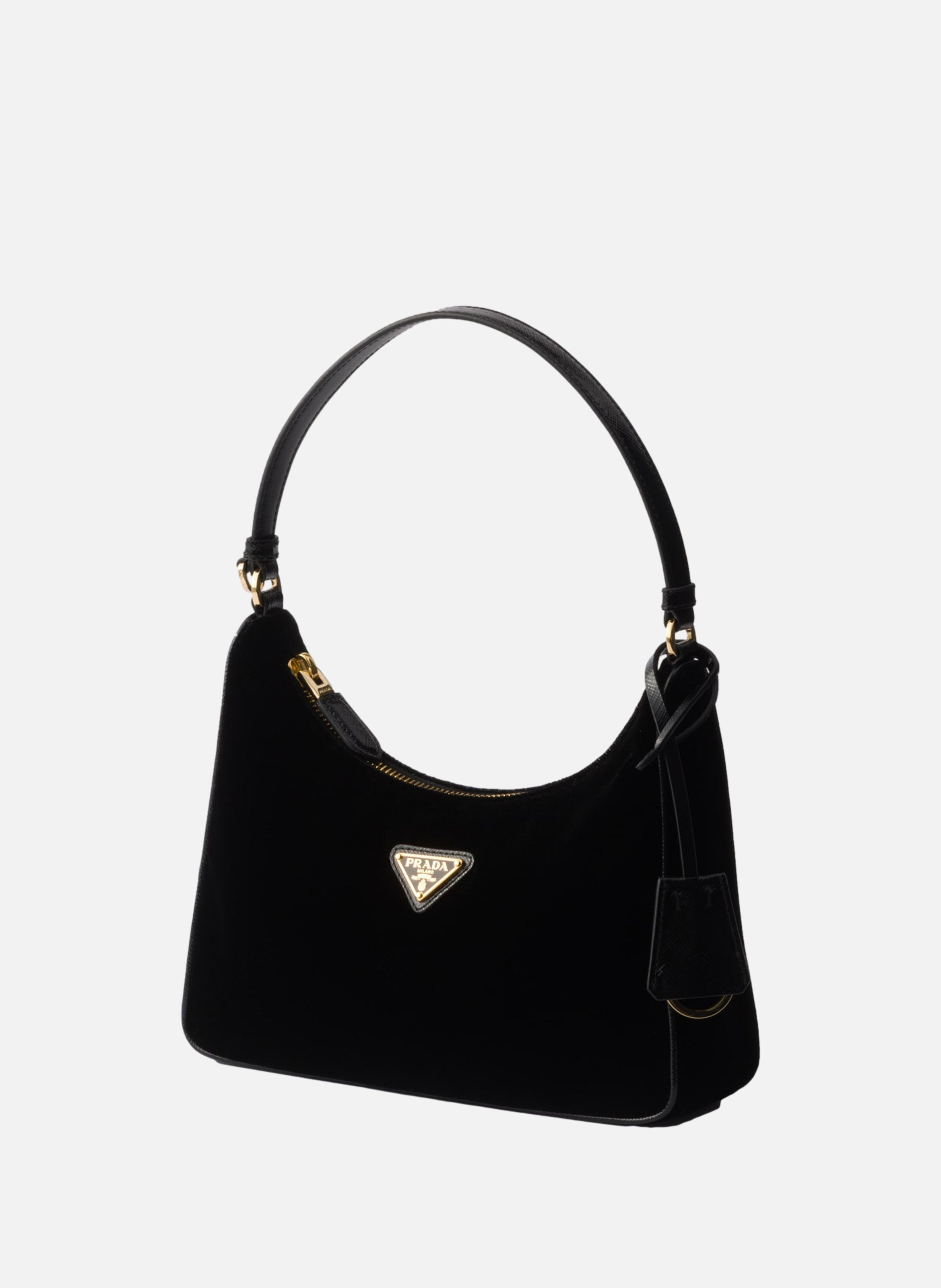 Mini sac prada re-edition 2005 en velours et cuir PRADA Noir