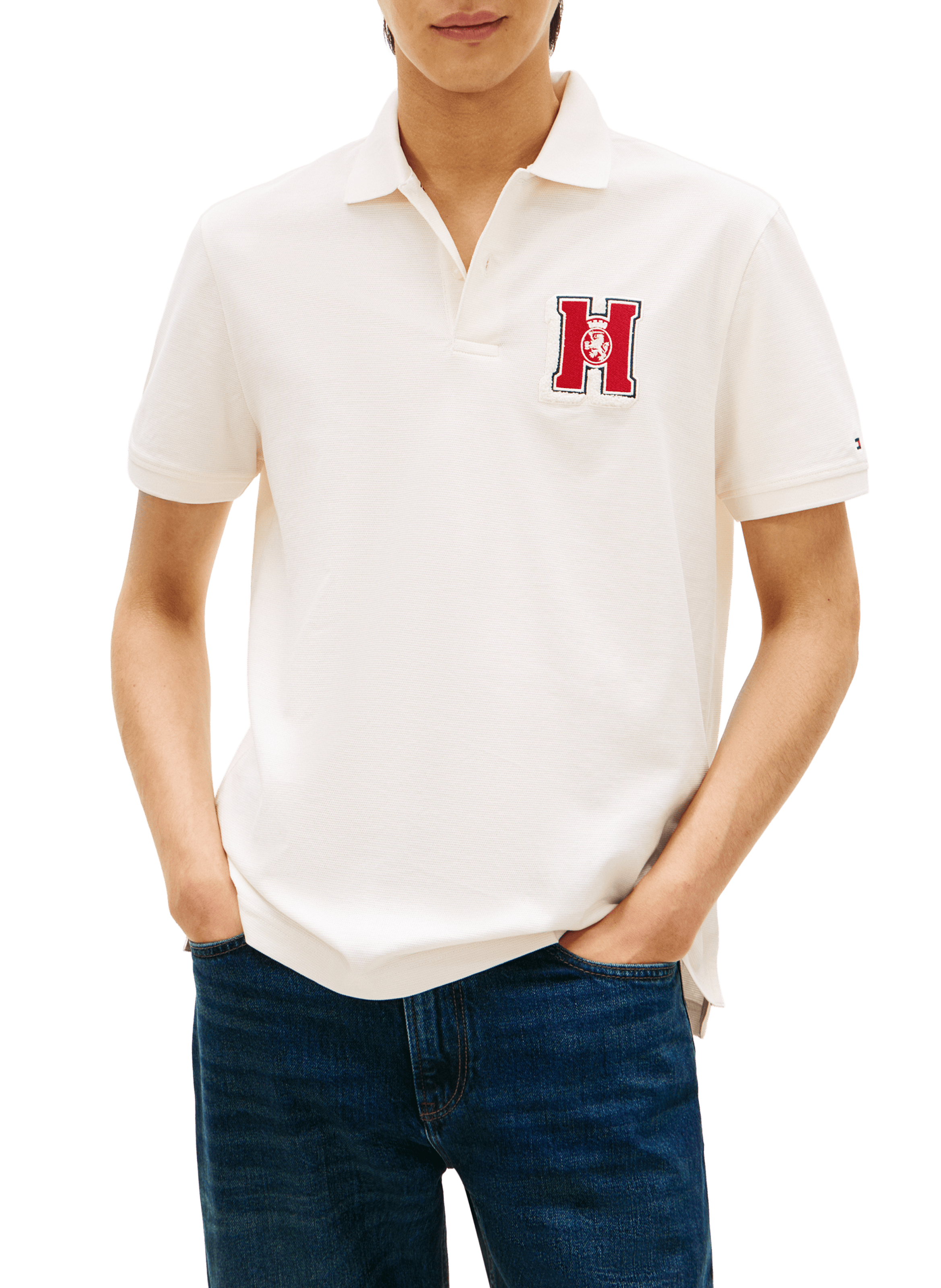Polo with H Logo in Cotton TOMMY HILFIGER Beige
