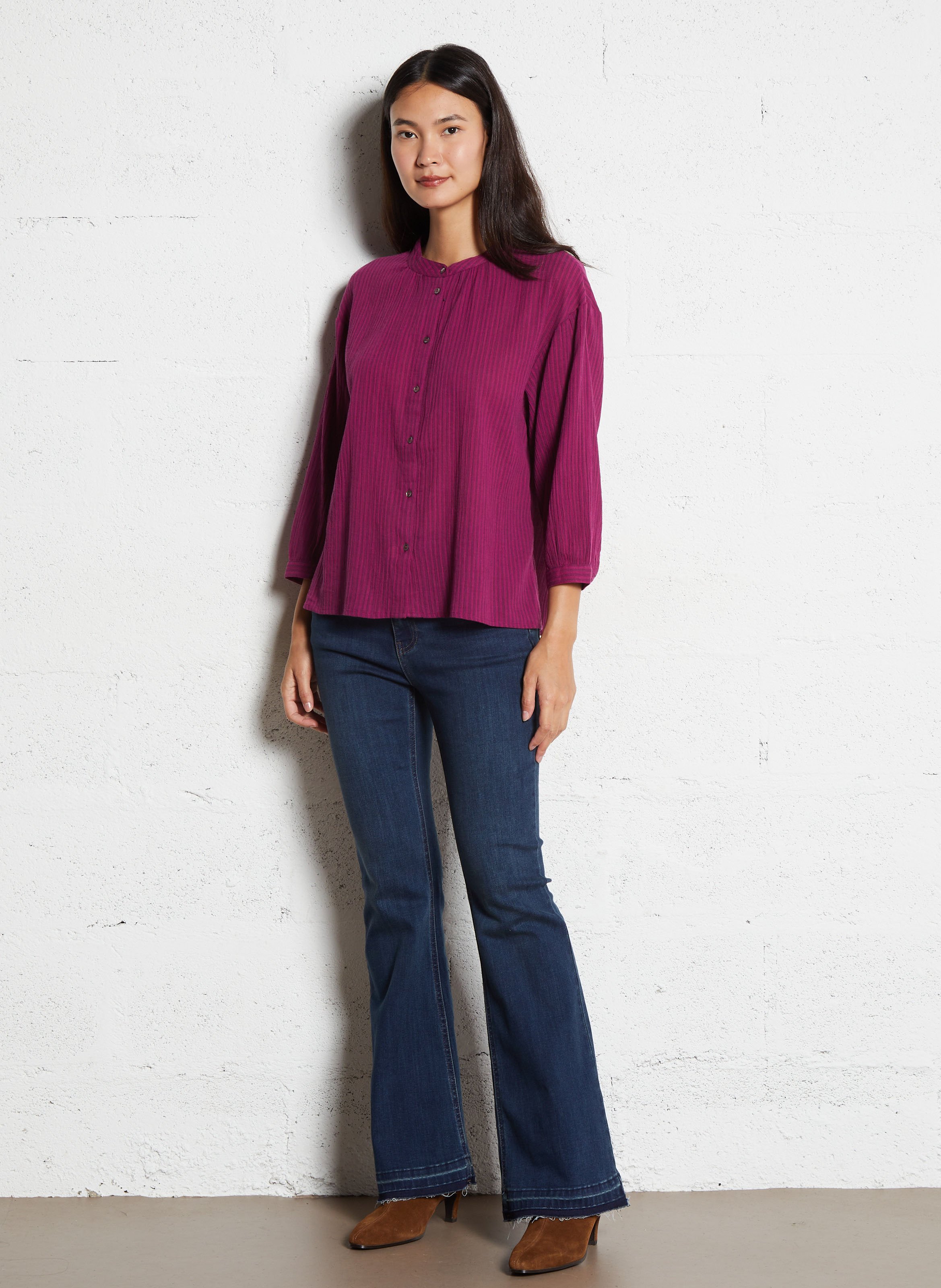 Chemise ample col mao en coton sigrid MAISON 123 Violet