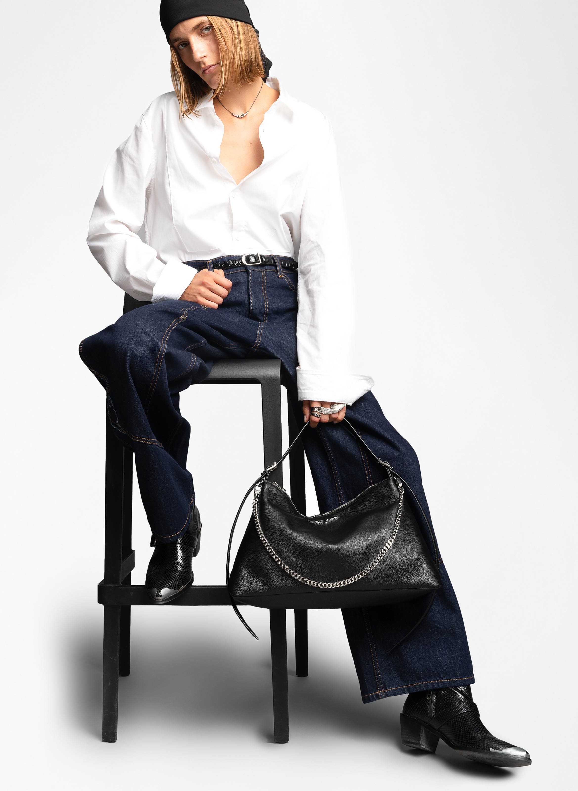 Sac porté épaule en cuir grainé jim ZADIG&VOLTAIRE Noir