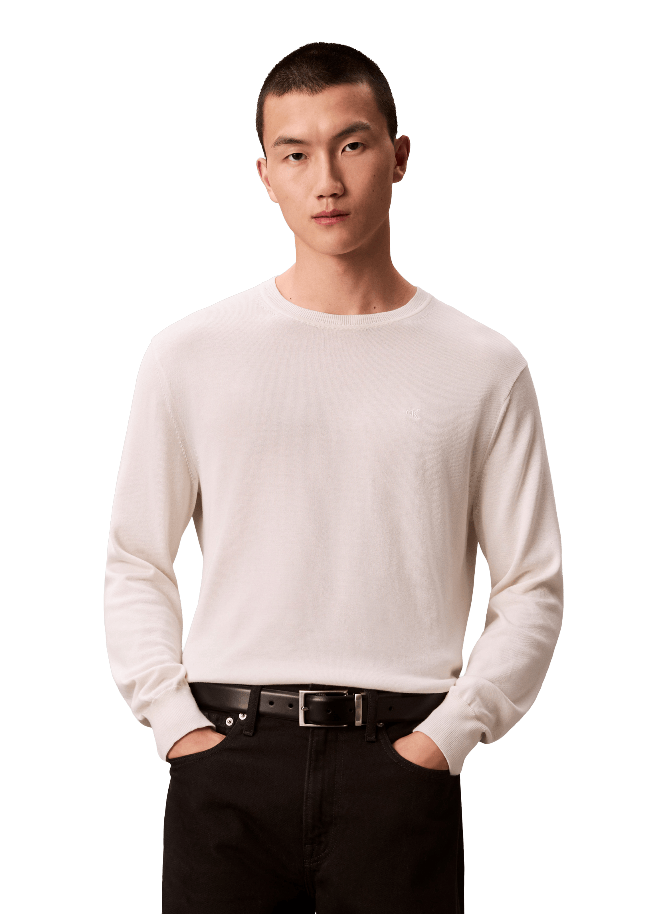 CALVIN KLEIN Fluffy cotton sweater White