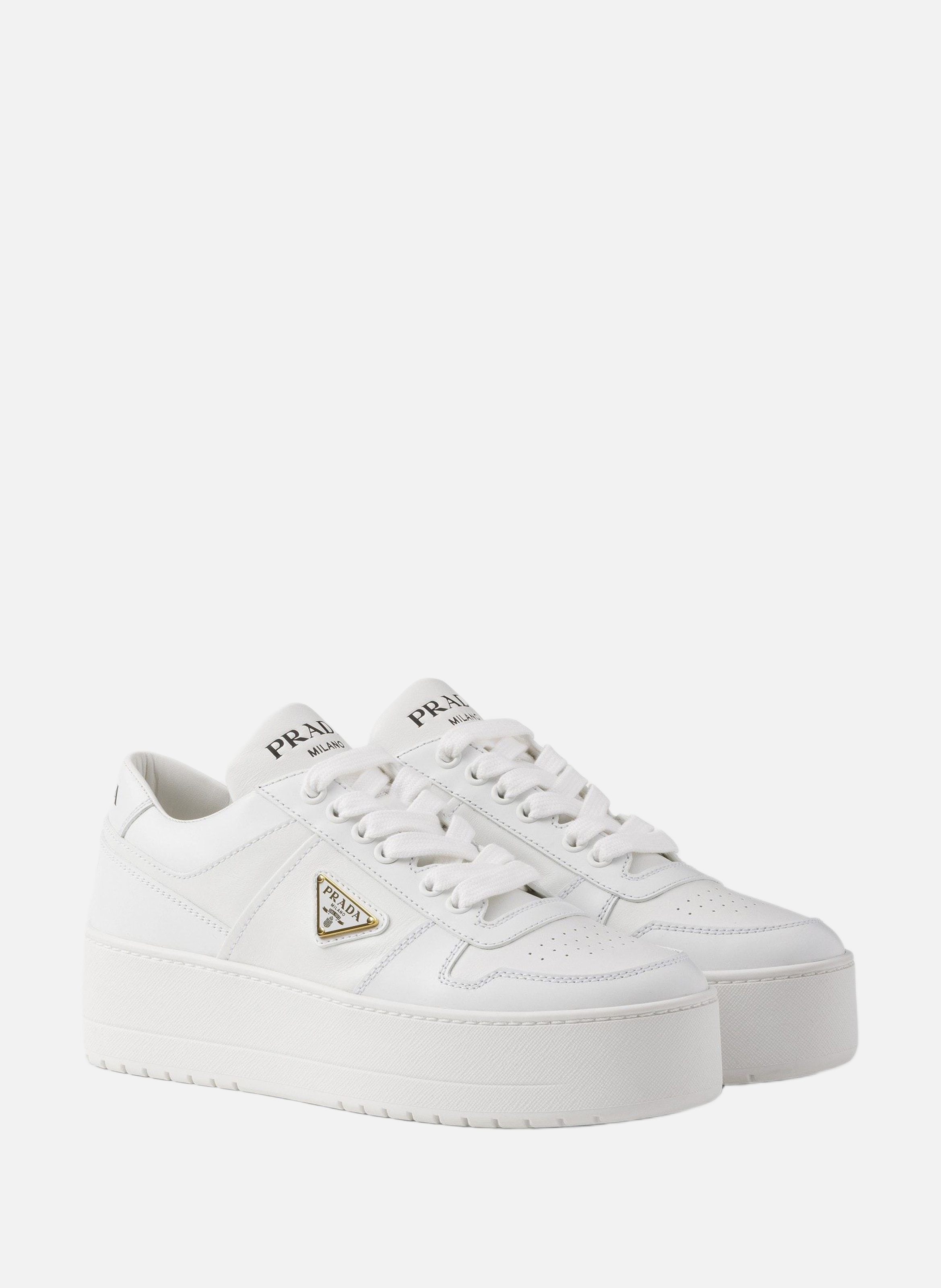 Sneakers downtown bold en cuir PRADA Blanc