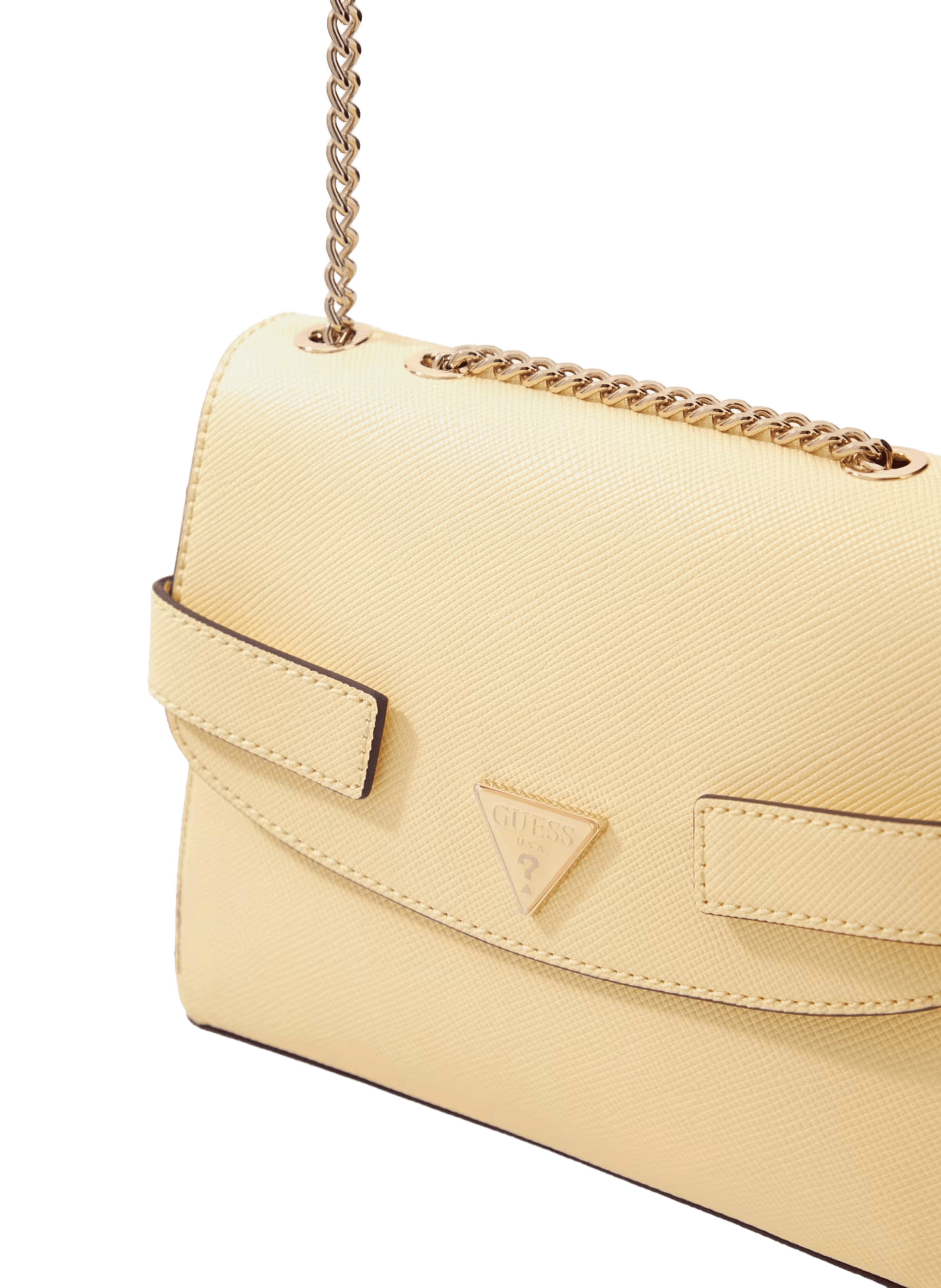 Sac à bandoulière chaîne effet cuir GUESS Jaune