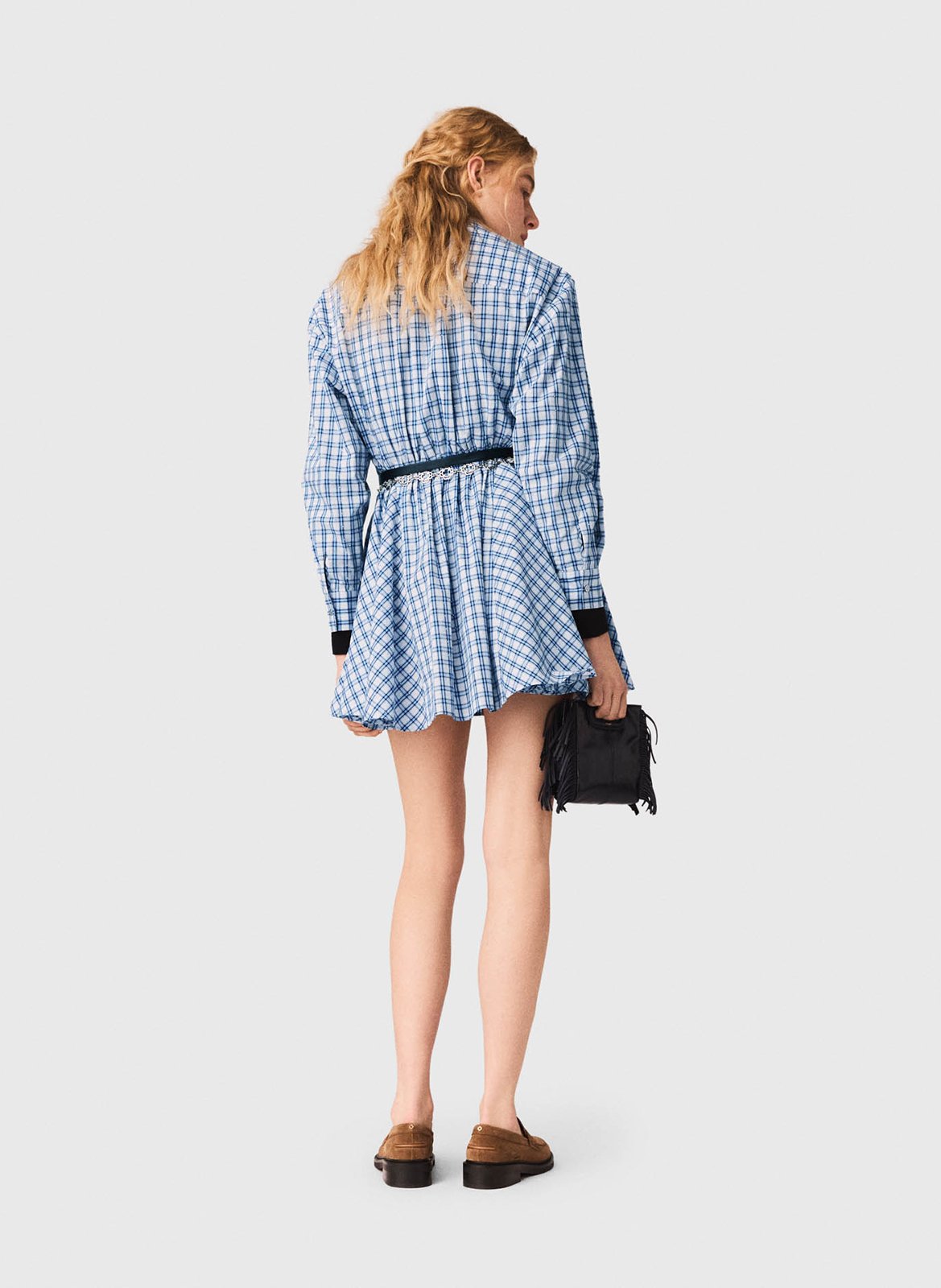 Robe courte à carreaux MAJE Bleu