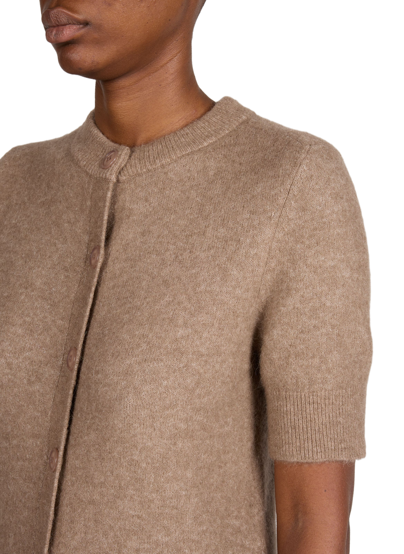 Cardigan à col rond en laine mélangé SAMSOE SAMSOE Marron