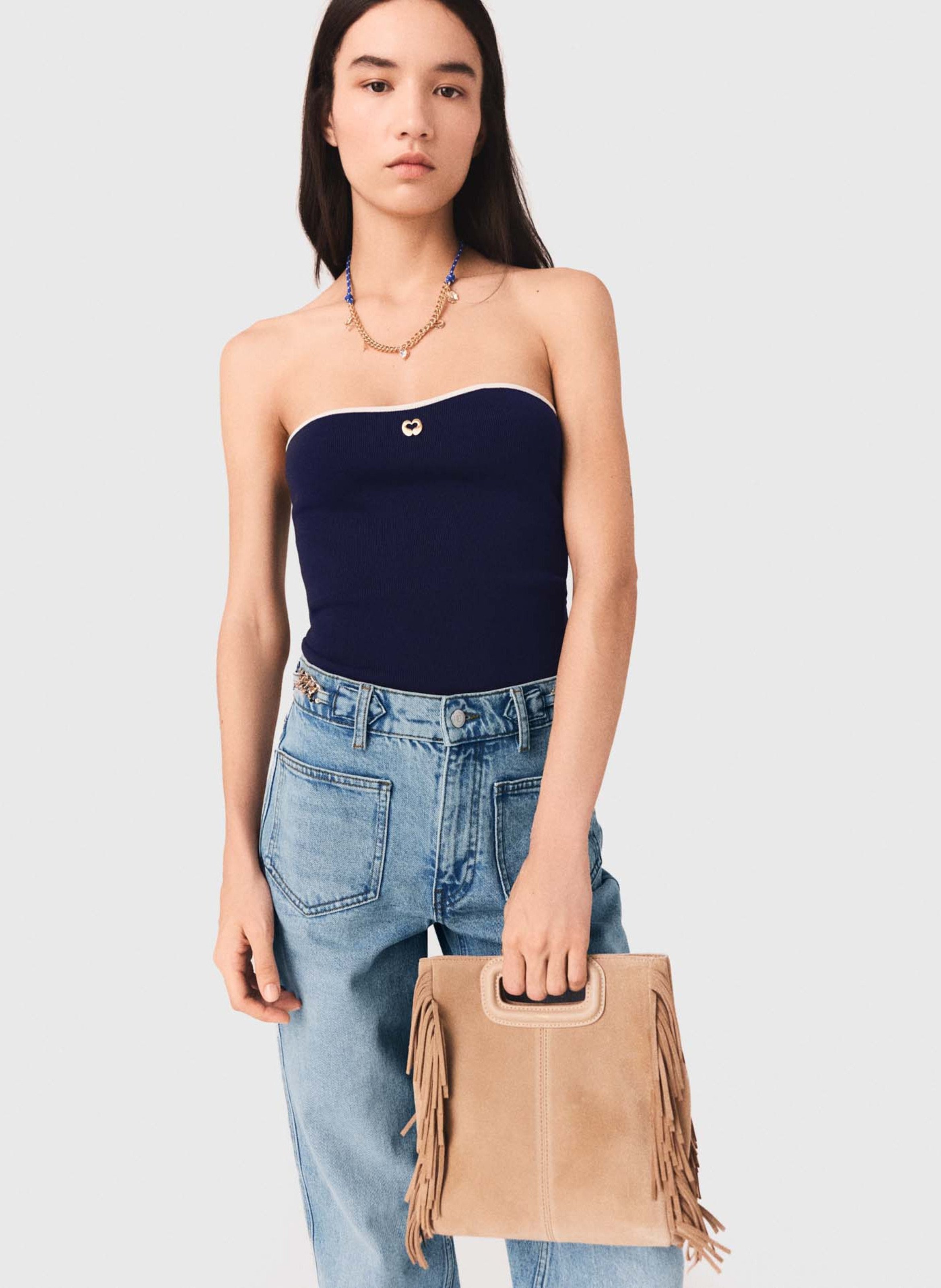 Top bandeau en maille MAJE Bleu