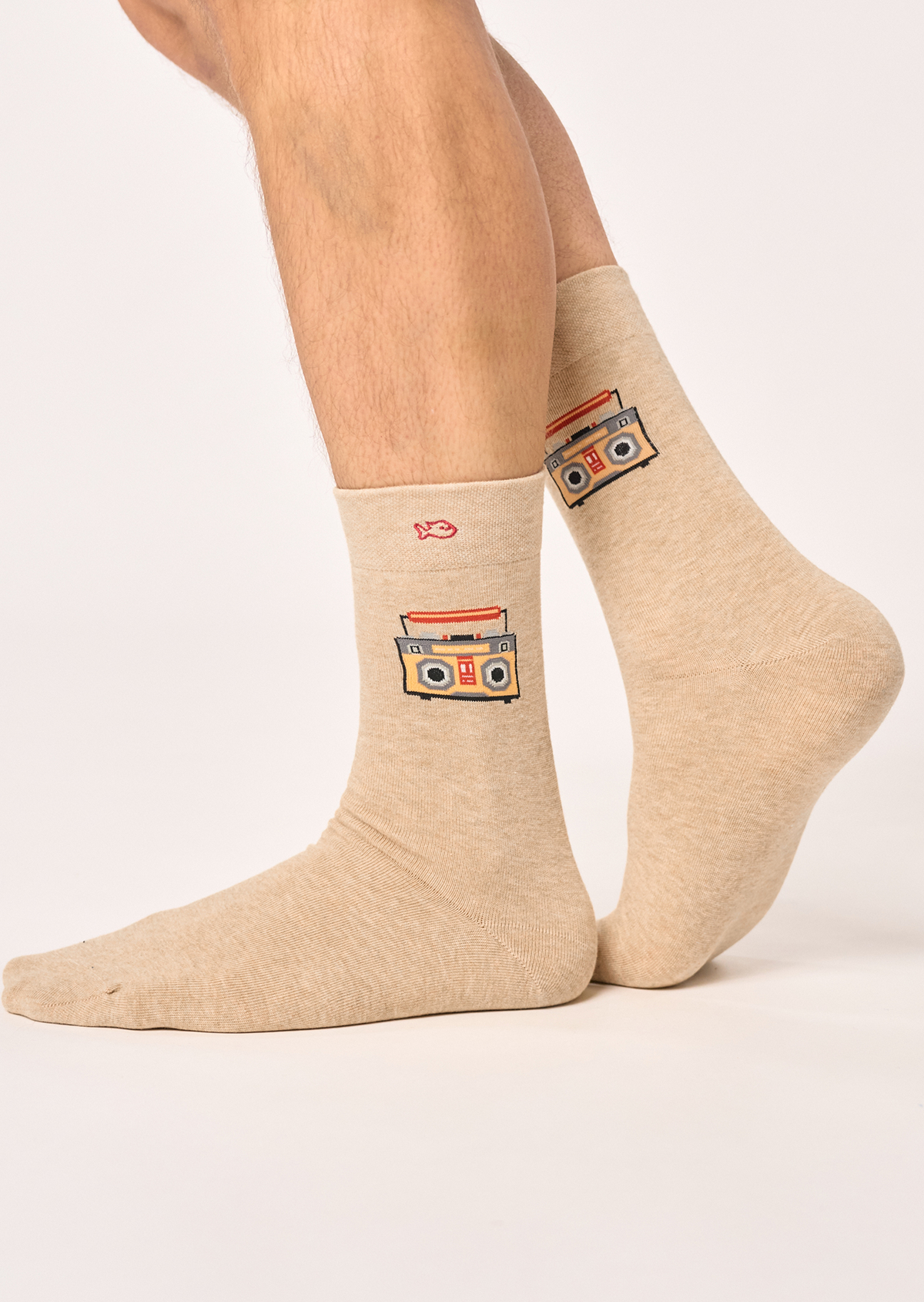 Chaussettes en coton peigné à motifs BILLYBELT Beige