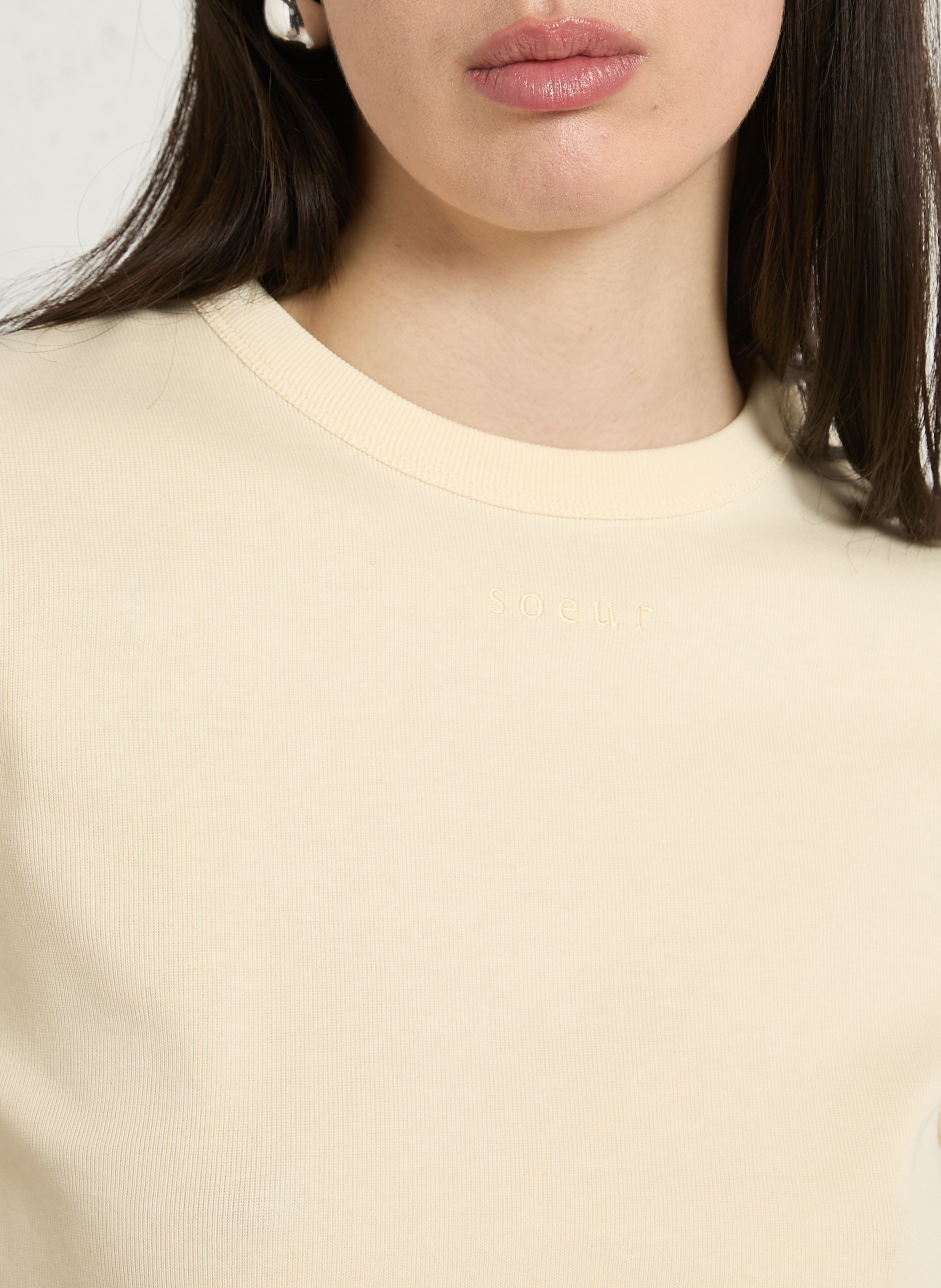 Tee-shirt droit col rond en coton bio aristide SOEUR Jaune