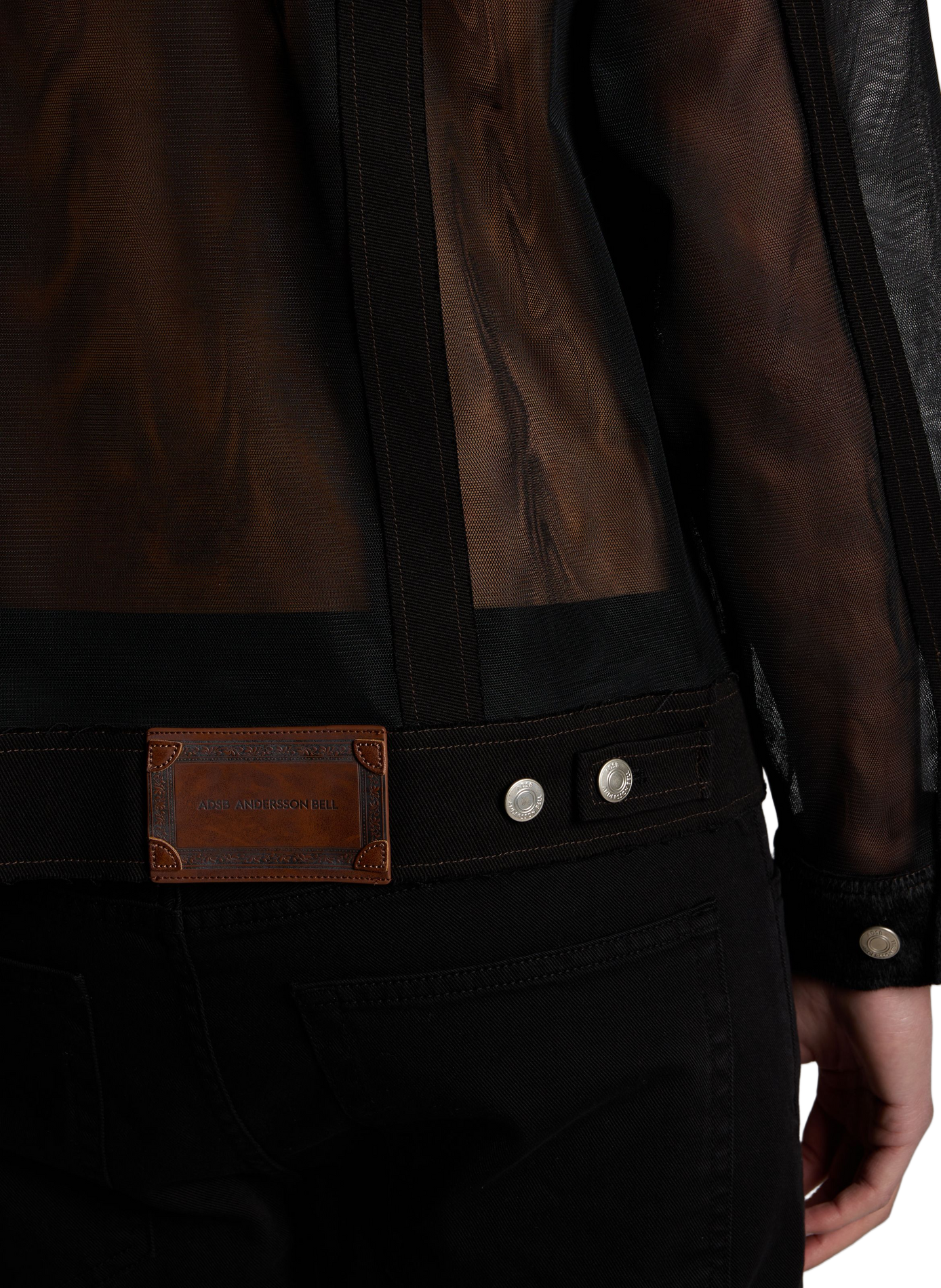 Veste bi-matière semi-transparente à col brodé ANDERSSON BELL Black