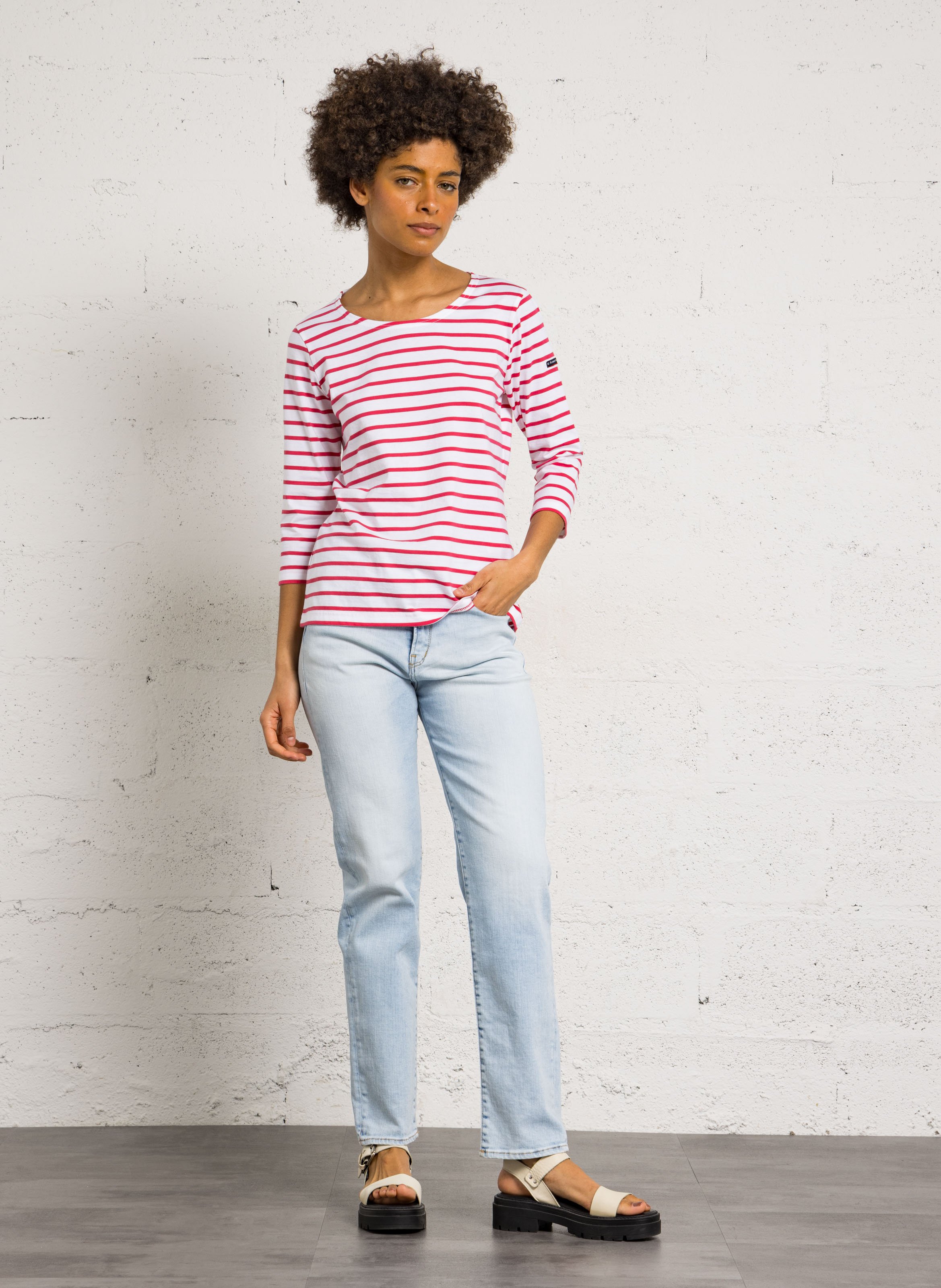 Tee-shirt droit col rond en coton ARMOR-LUX Blanc