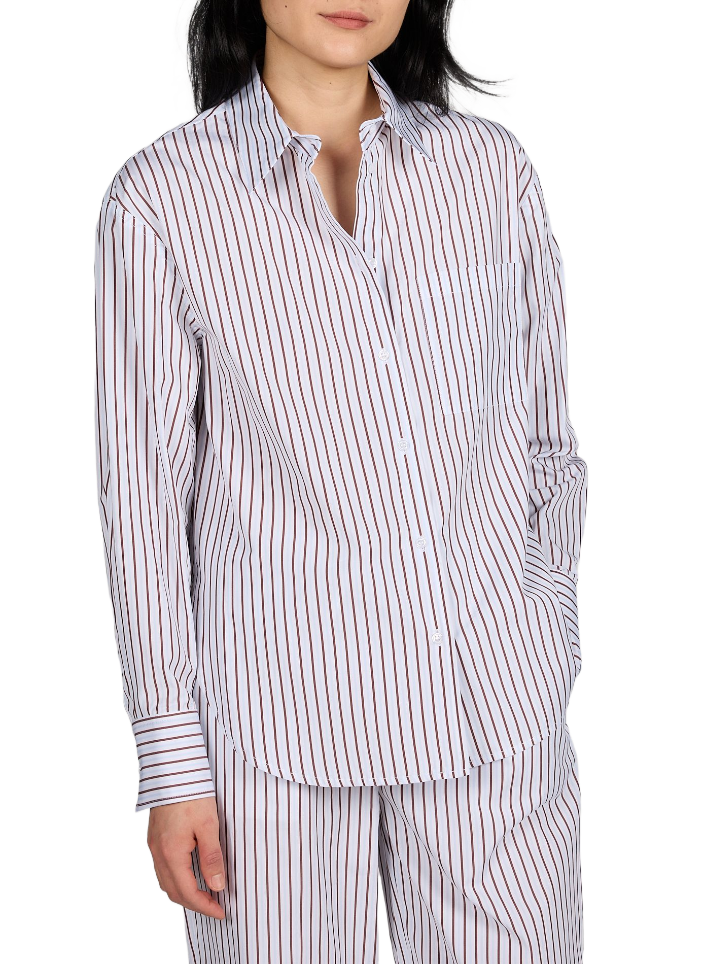 Chemise droite rayée en coton LOULOU DE SAISON Rouge