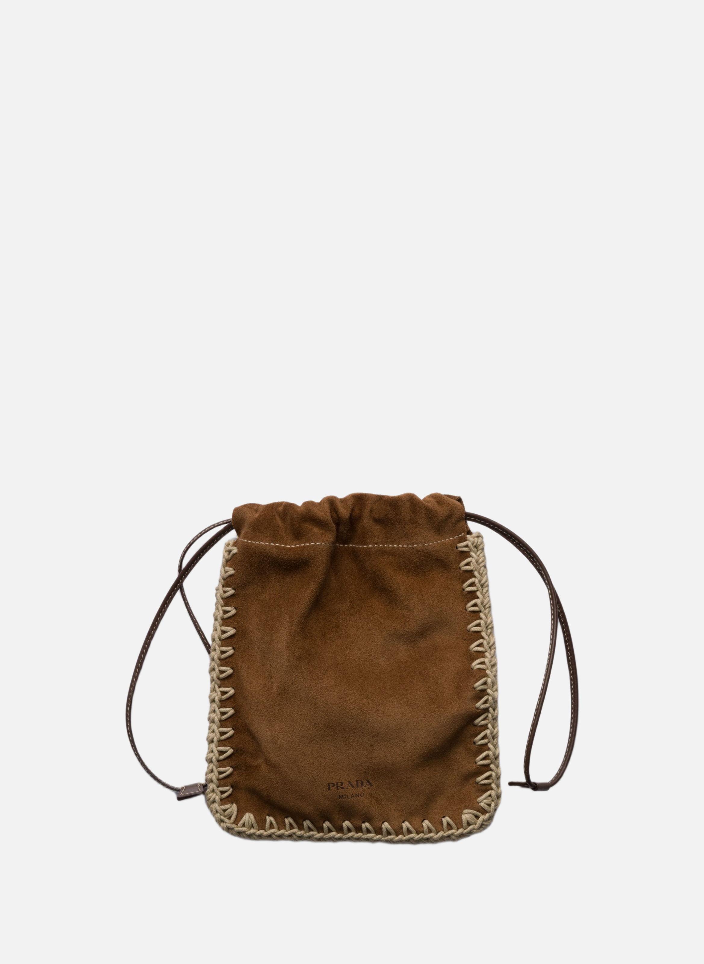 Étui pour smartphone en veau velours PRADA Marron