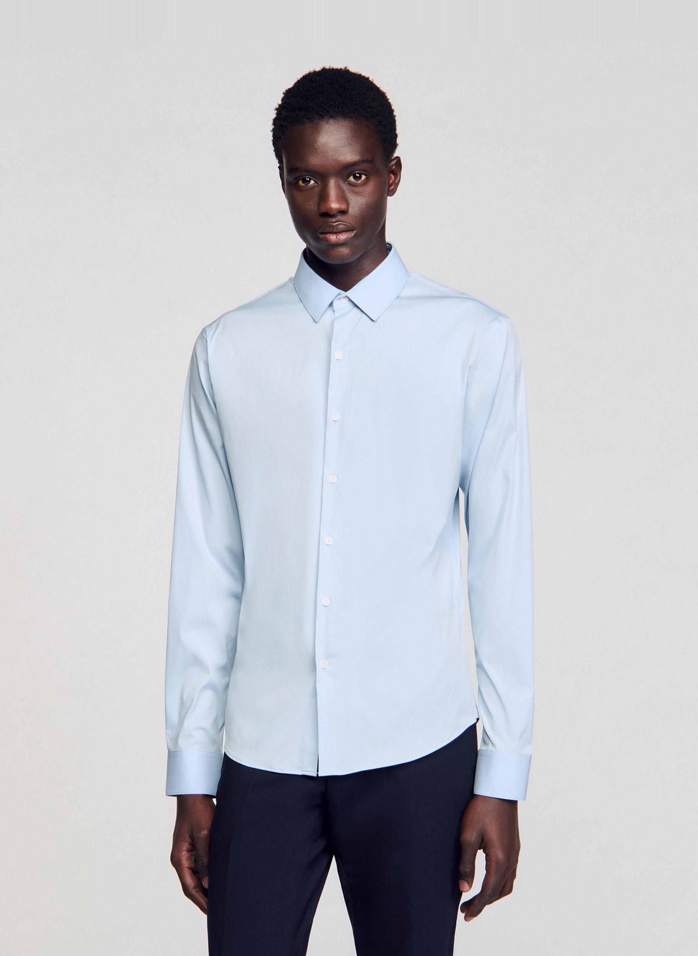 Chemise slim-fit en coton stretch SANDRO Bleu