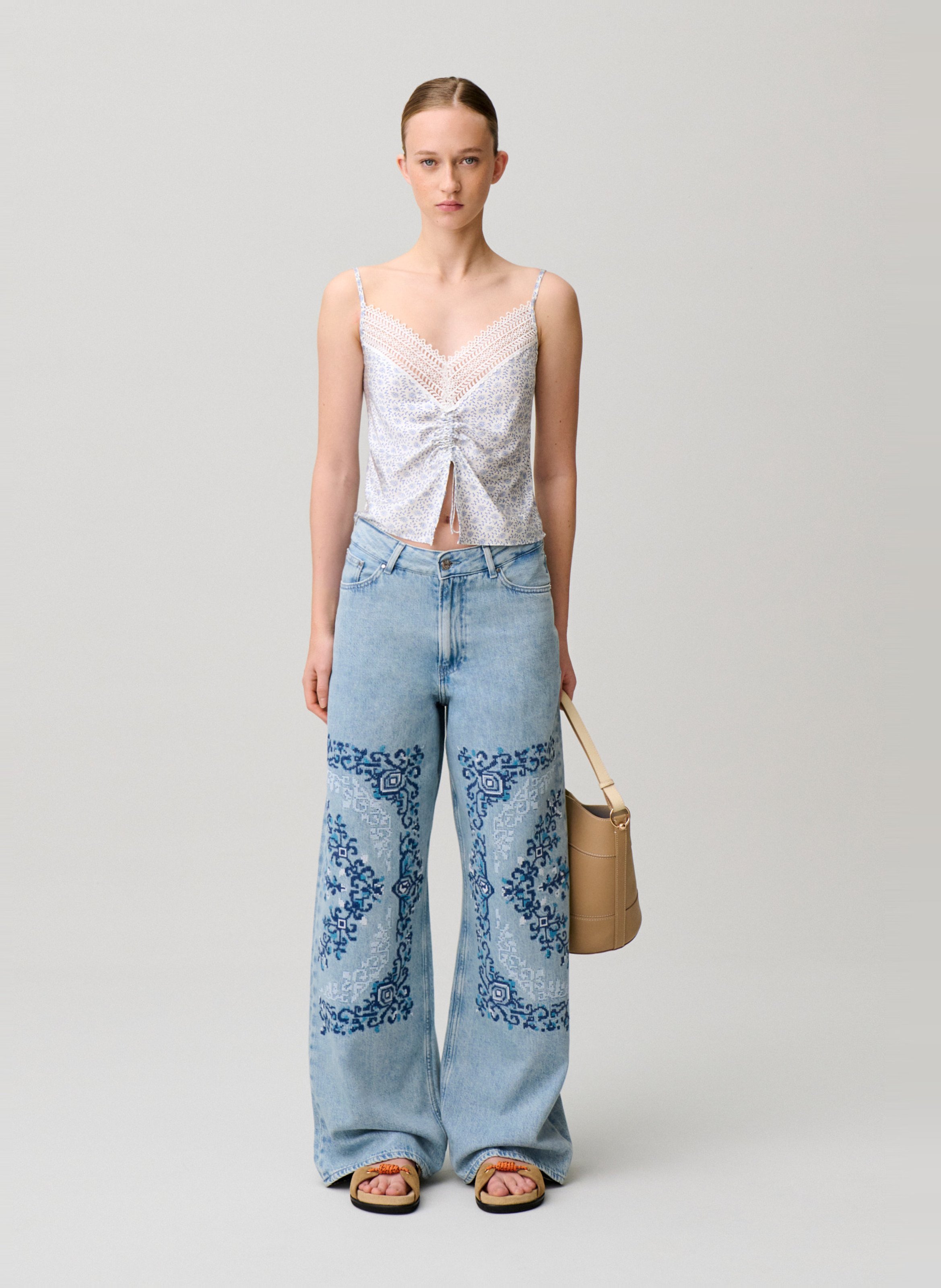 Jean large brodé CLAUDIE PIERLOT Multicolore