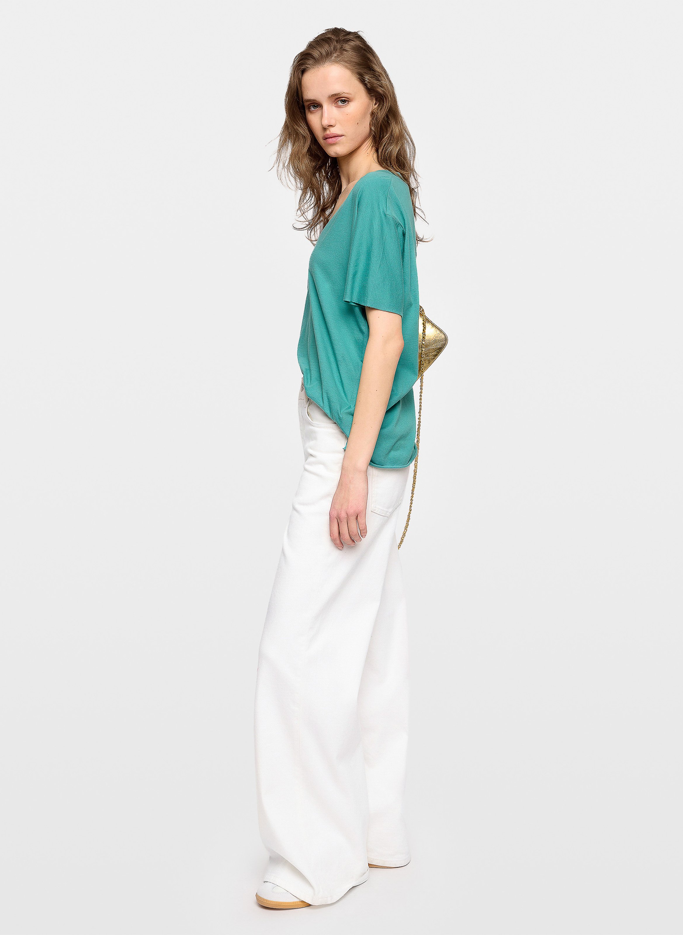 Tee-shirt col v en coton bio tommer ZADIG&VOLTAIRE Vert