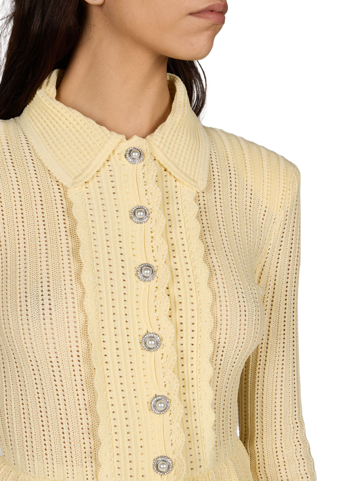 Knit and lace long-sleeved dress SELF PORTRAIT Yellow