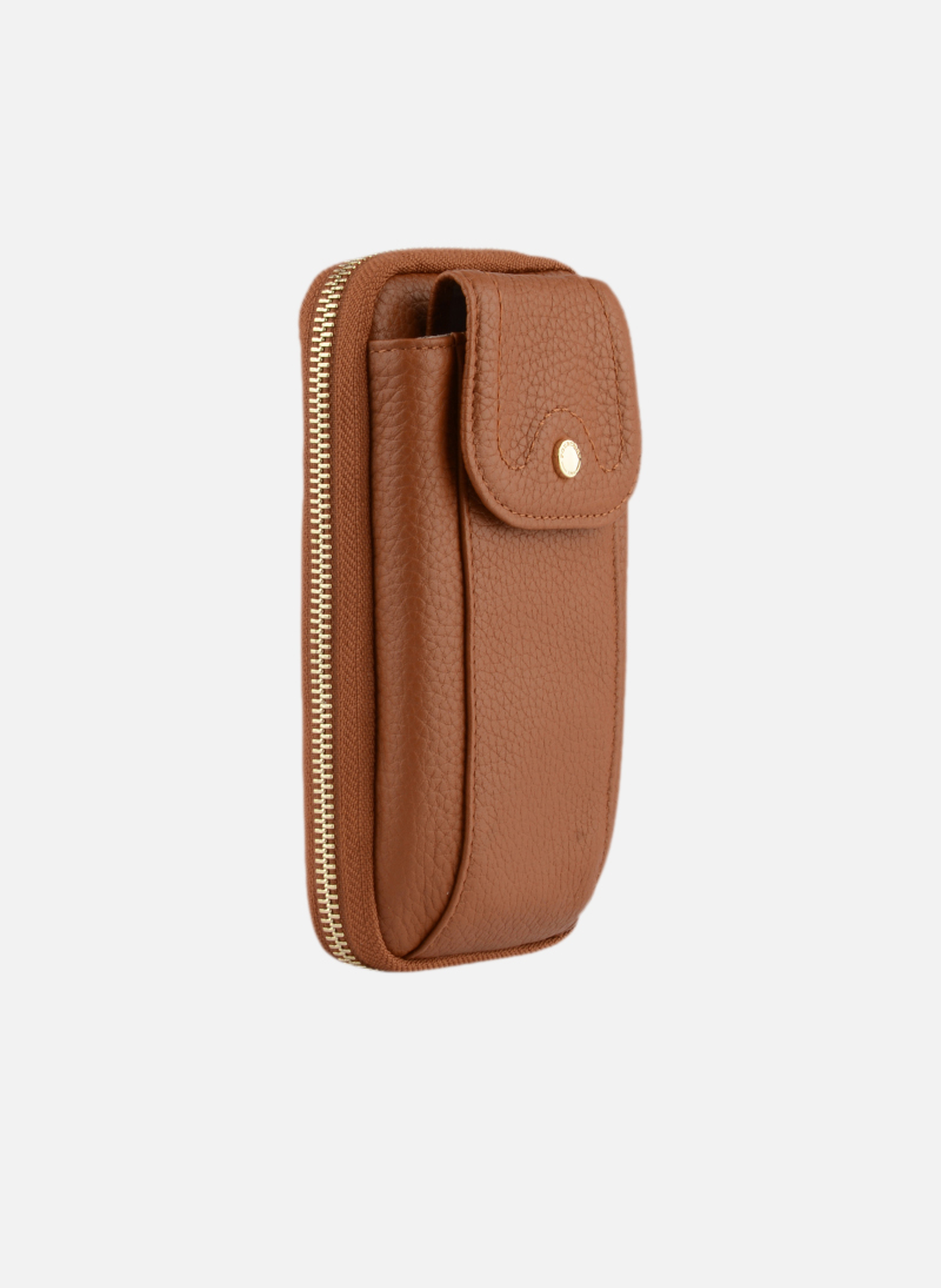 Club | etui téléphone portable en cuir de veau grainé POURCHET Marron