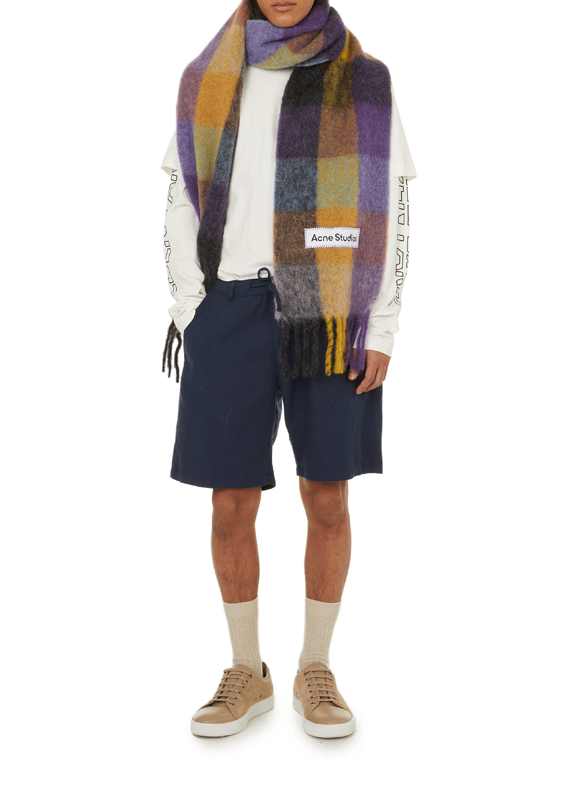 Cotton and linen shorts  SELECTED Black