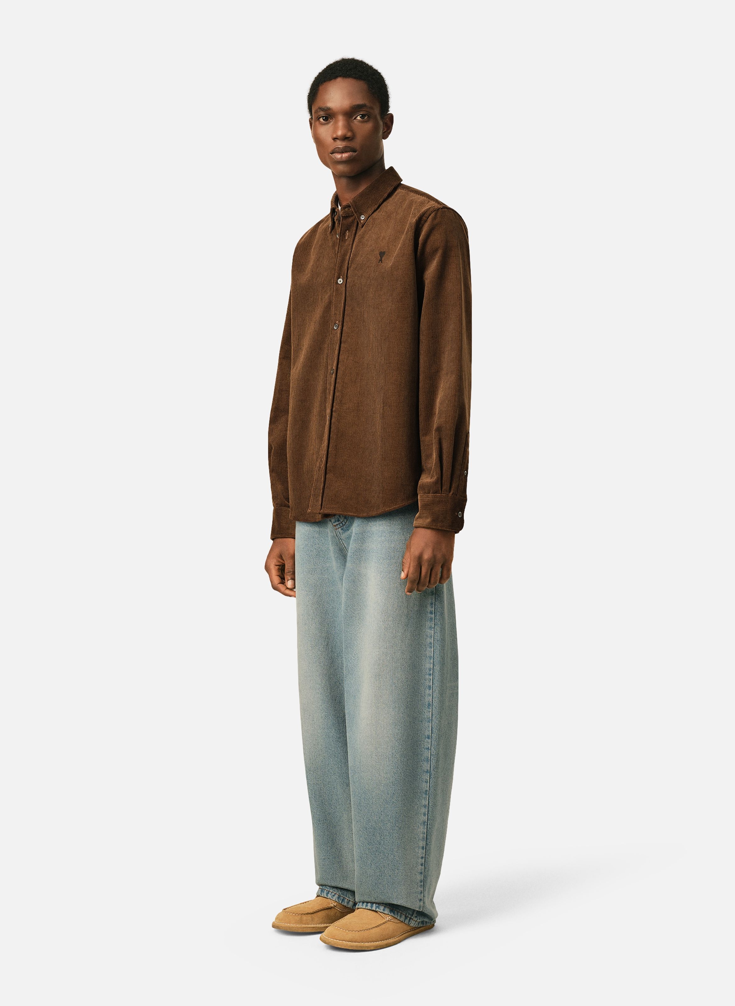 Chemise en velours ami de coeur AMI PARIS Marron