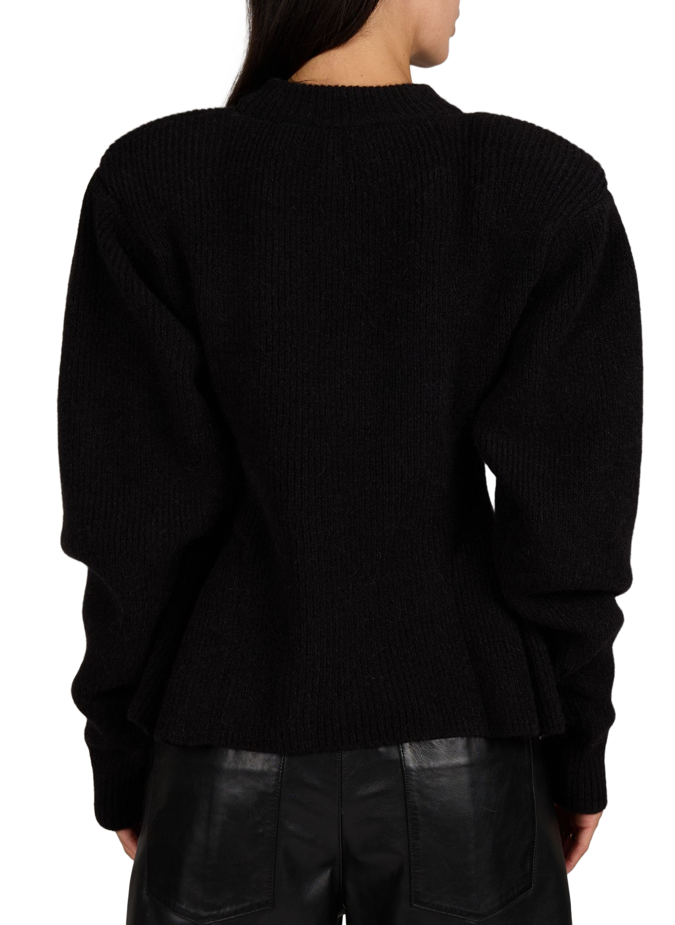 Pull en maille à ourlet volanté ROTATE Schwarz