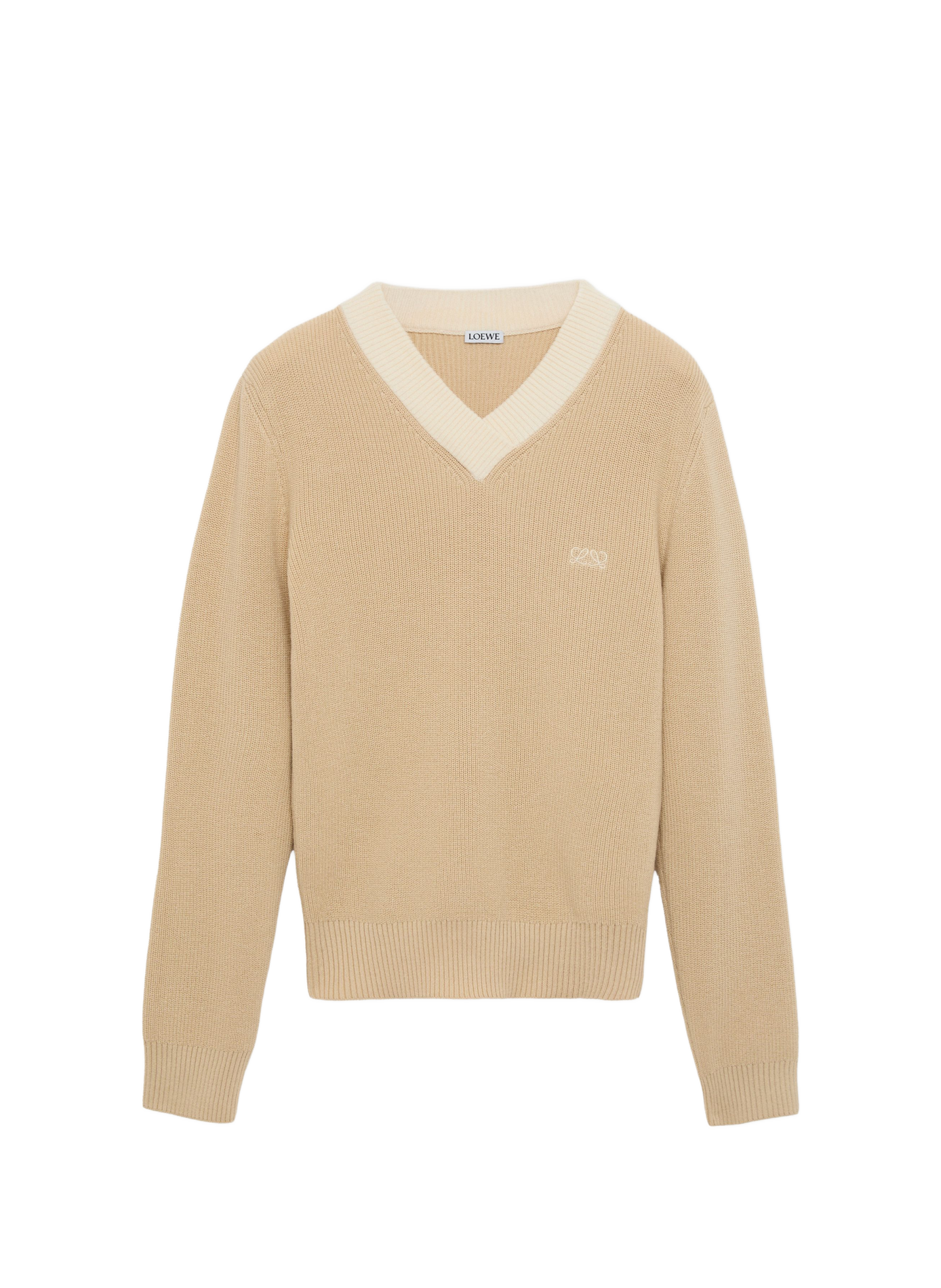 Jersey de punto ligero con textura de algodón y lana LOEWE Beige