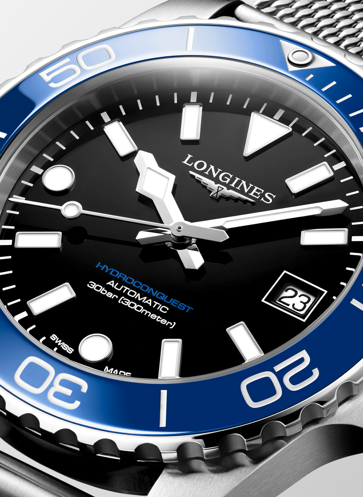 Montre automatique HydroConquest en acier inoxydable LONGINES Noir