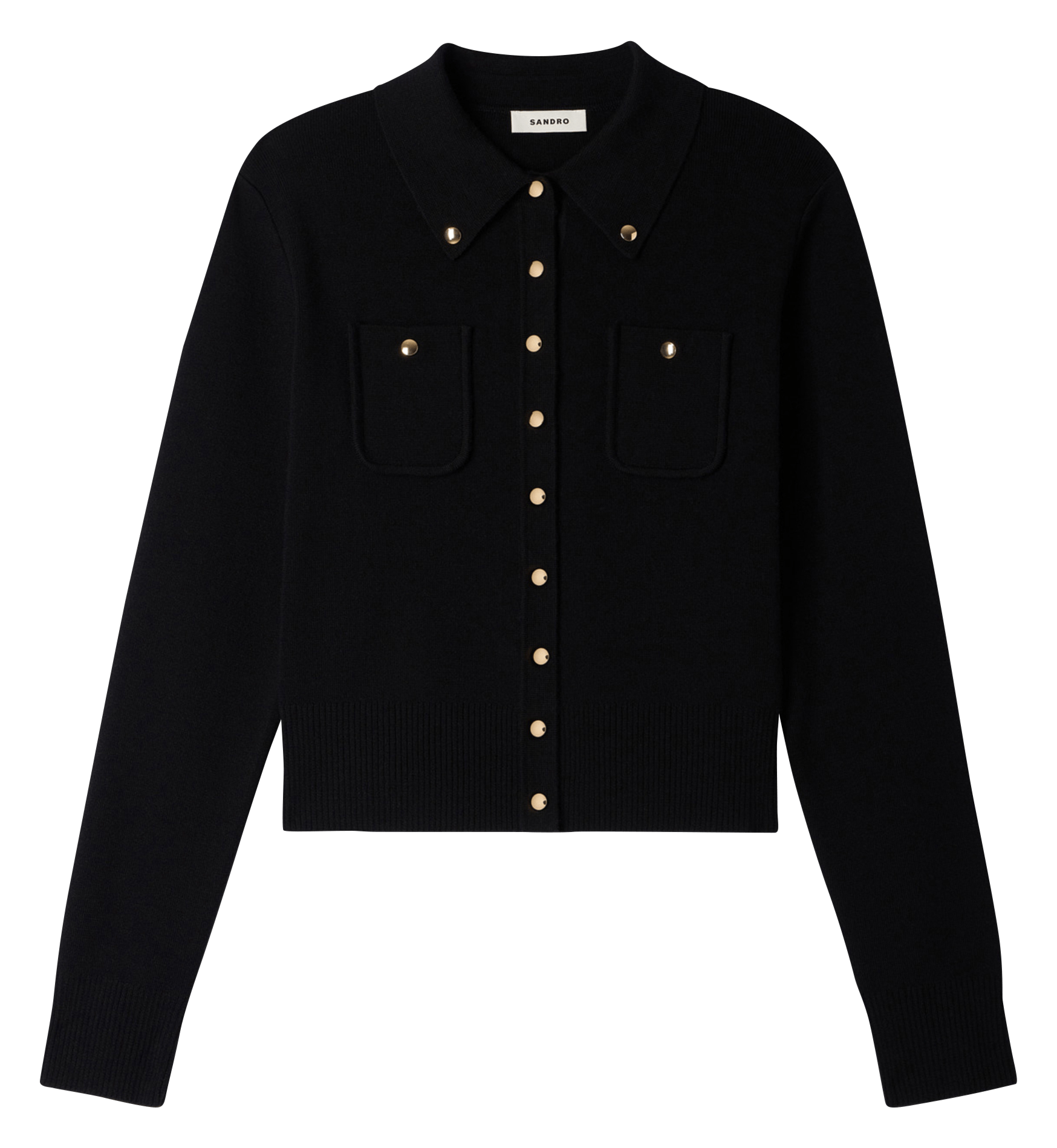 Gilet droit boutonné en laine mélangée SANDRO Noir