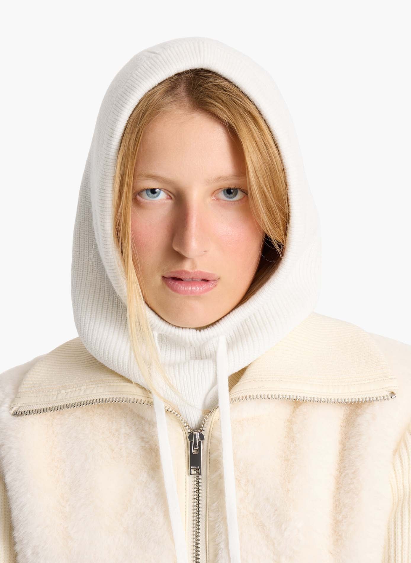 Cagoule cozy cowl laine FUSALP Blanc