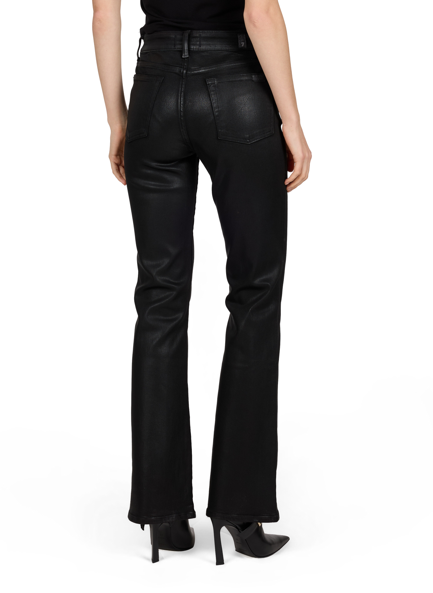 Bootcut jeans in coated stretch cotton denim 7 FOR ALL MANKIND Black