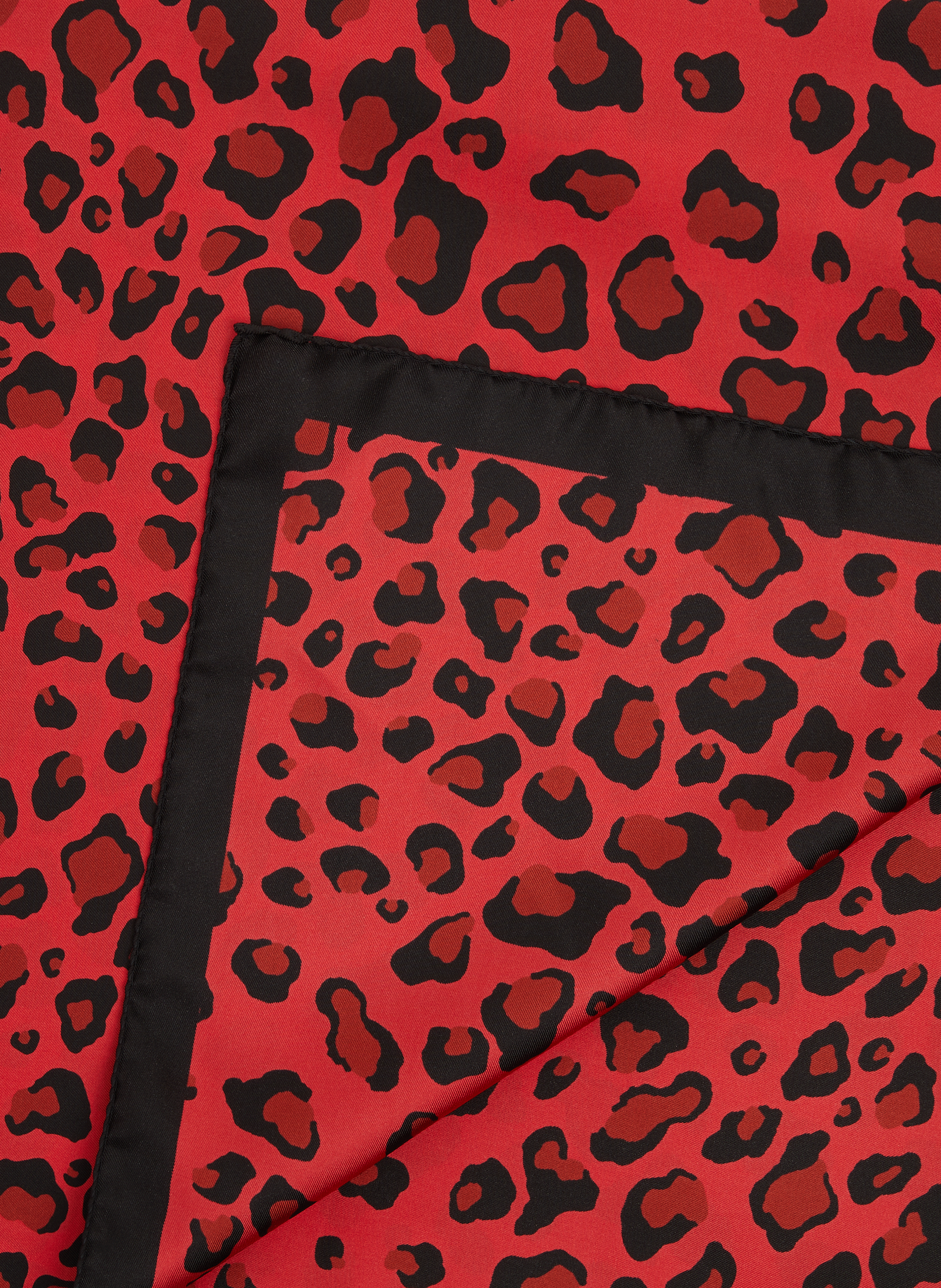 Leopard-print silk square scarf SAISON 1865 Red