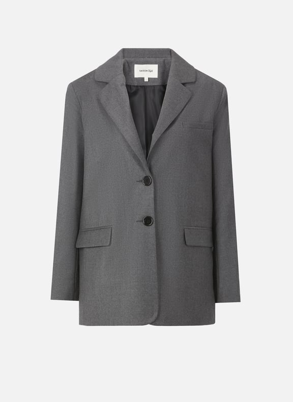 Veste droite en laine vierge Gris by SAISON 1865 SAISON 1865 Veste droite en laine vierge Gris